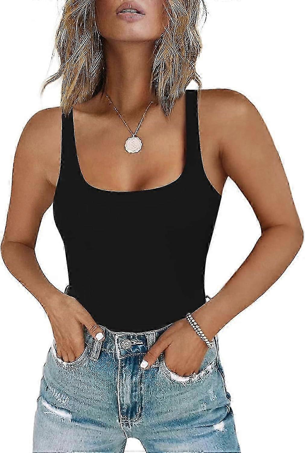 « Body sans manches col carré femme double doublure haut string body »