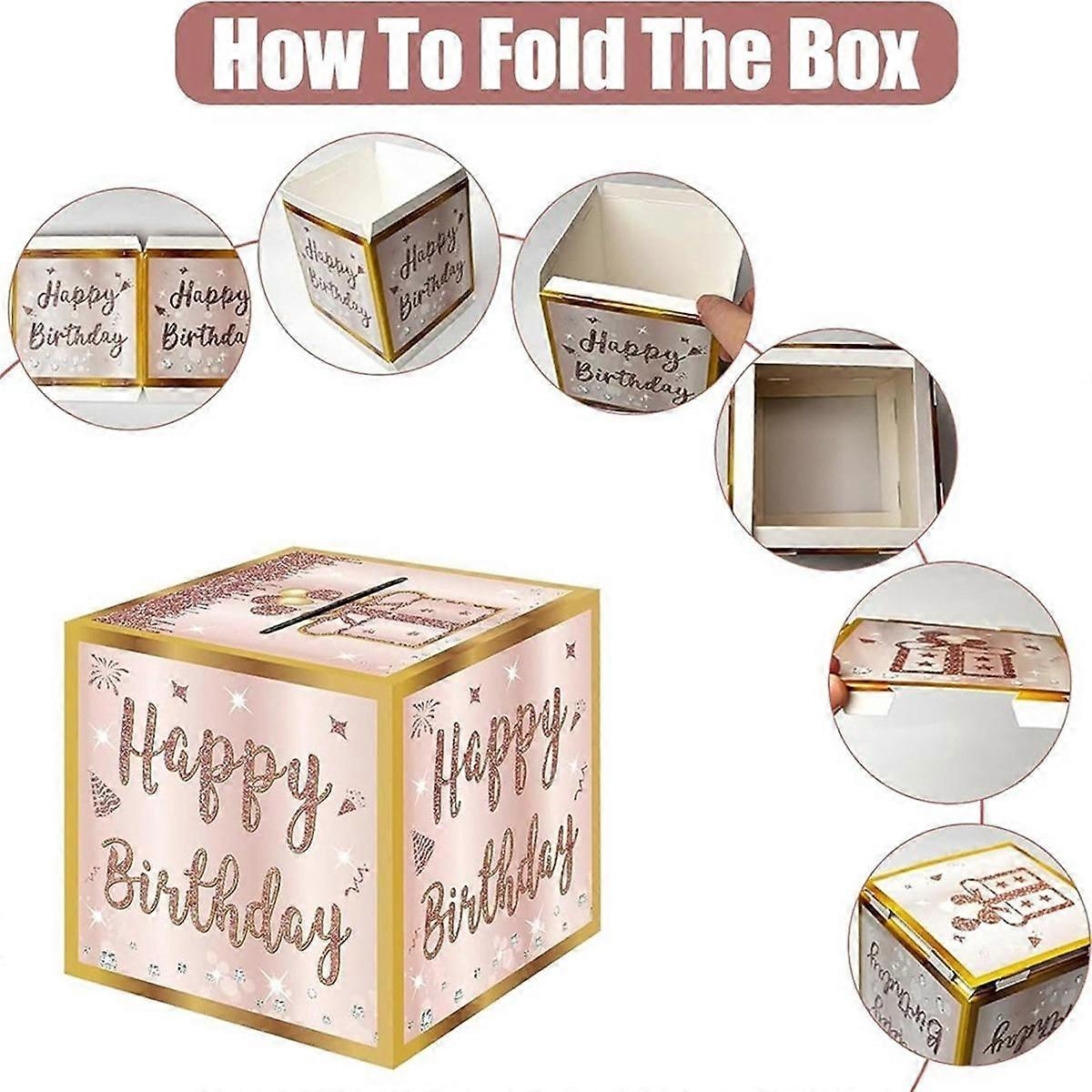 Birthday Money Pull Box With Card & Bags - Surprise Cash Gift Holder For Parties, Blue