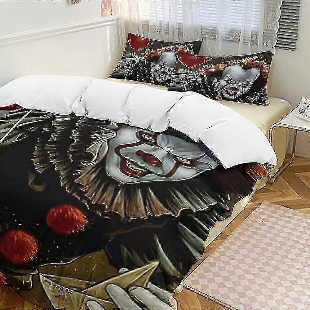 n1727 Lakan Pennywise3-delat sängkläder set Mjuk Wa och bekväm bäddset Säng ee (1 påslakan och 2 örngott) Lakan iiv1727