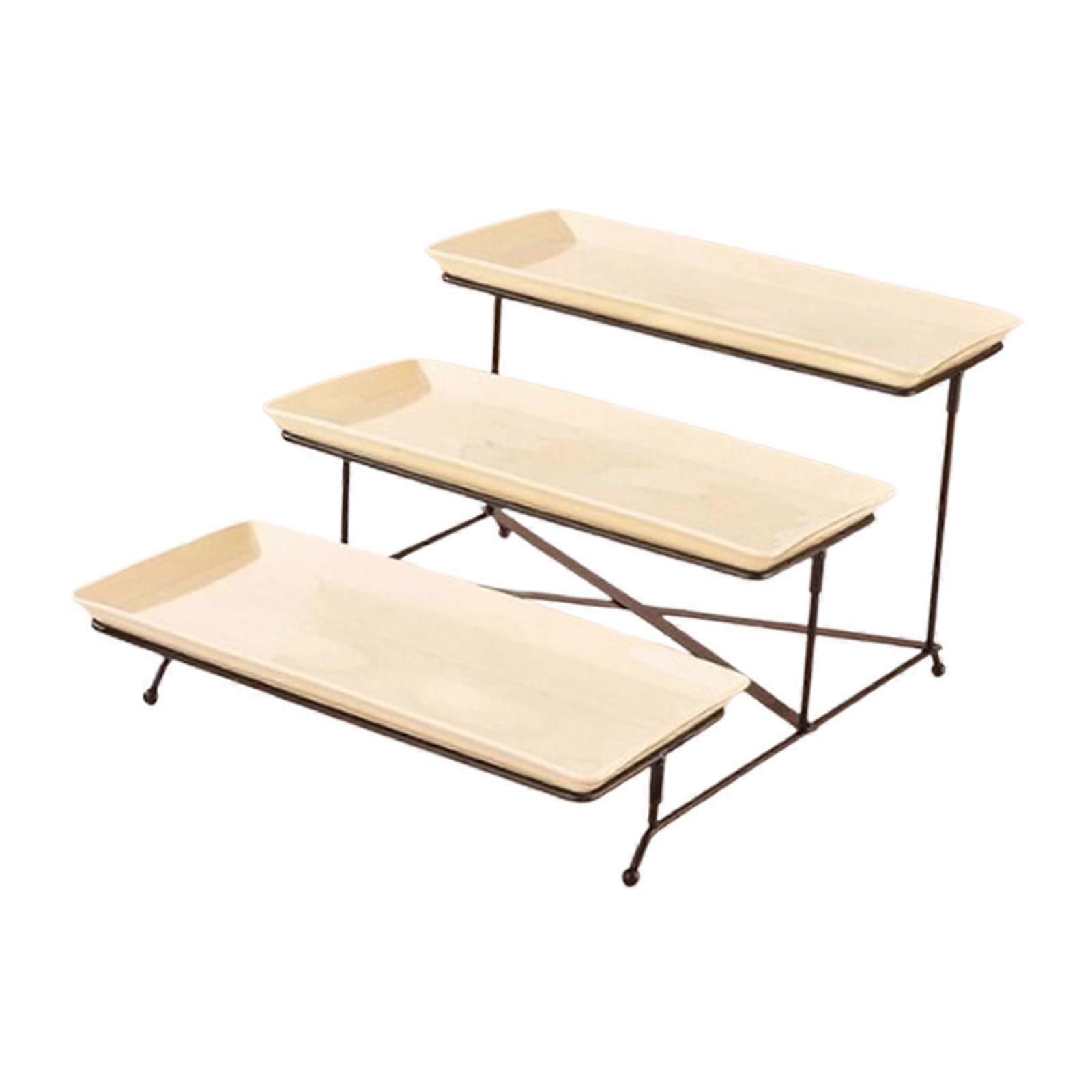 3 Tier Rectangular Serving Platter Tiered Cupcake Tray Removable Dessert Table
