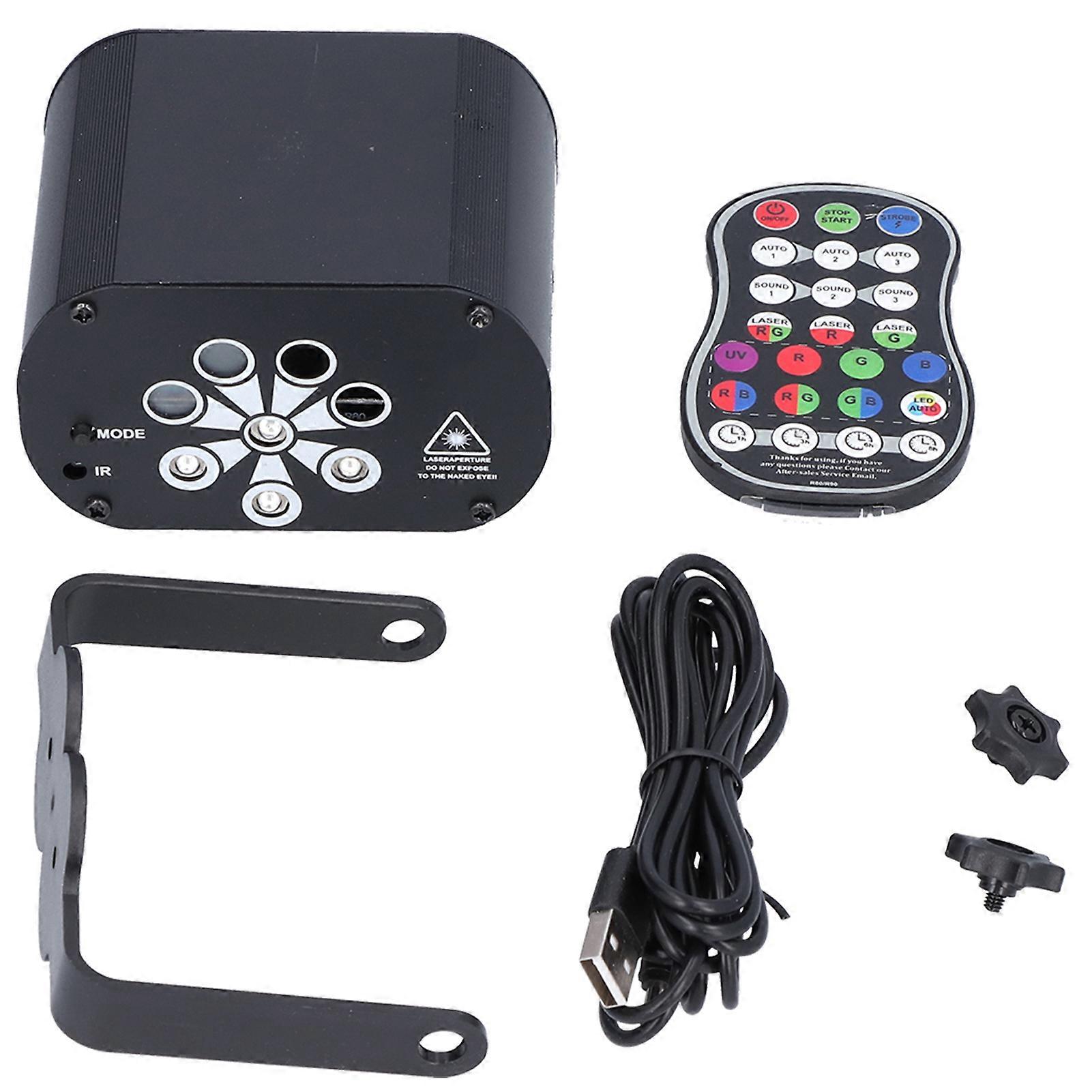 8 Hole LED Stage Lighting Projector RGB+UV Lights with Remote Control and Handle