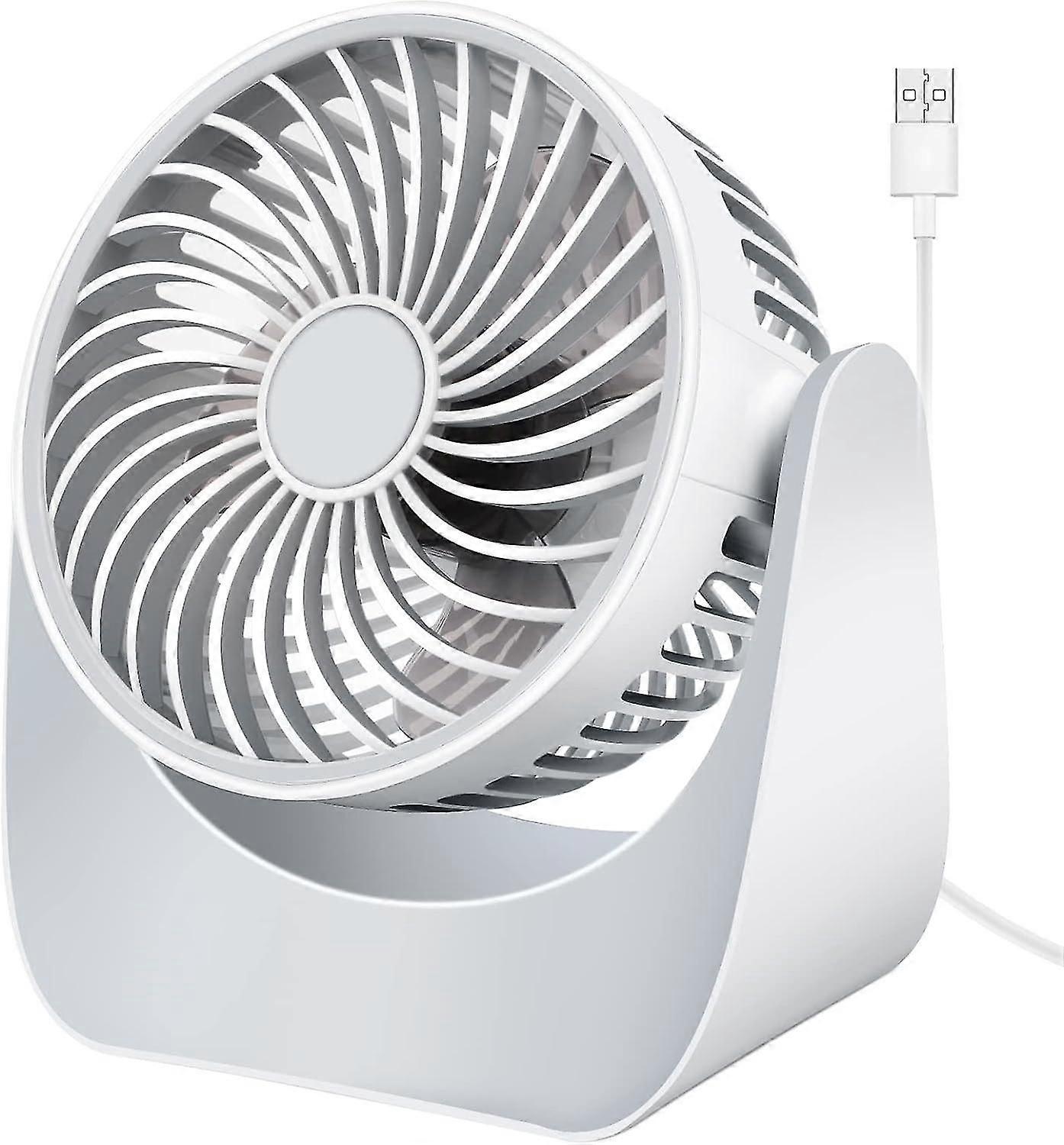 USB Desk Fan - Mute Bedroom 360 Rotating (White)