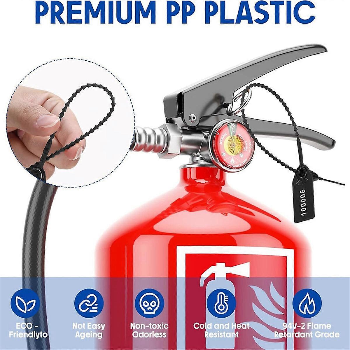 1000 Pcs Plastic Tamper Seals Fire Extinguisher Tags Black