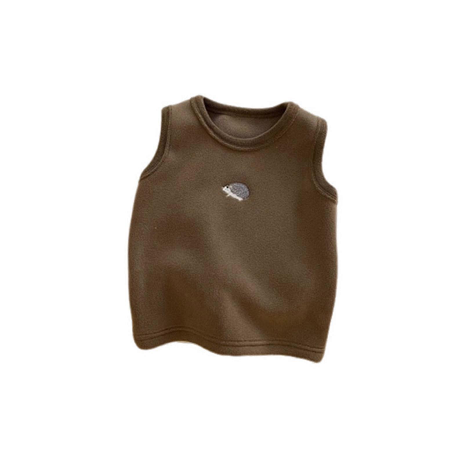 Trendy İşlemeli Çocuk Yelek Sıcak Yelek Düz Renk Yuvarlak Boyun Karikatür Üst Giysiler Kolsuz Sonbahar ve Kış kirpi 90