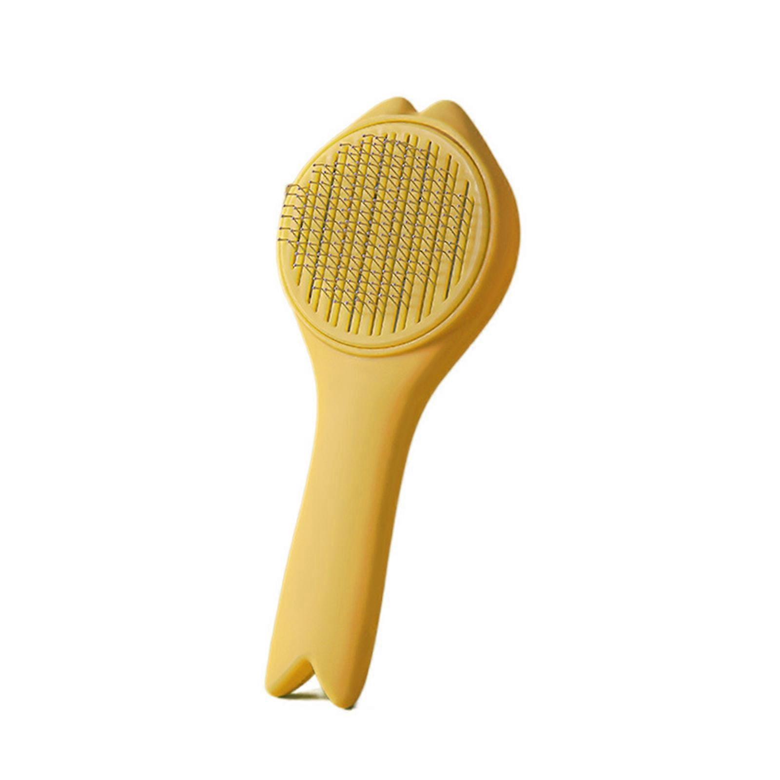 Chats Toilettage Brosse Autonettoyant Plus Slicker Peignes pour la mue Enlever les sous-poils lâches Chevils Facile à saisir Poignée dorée