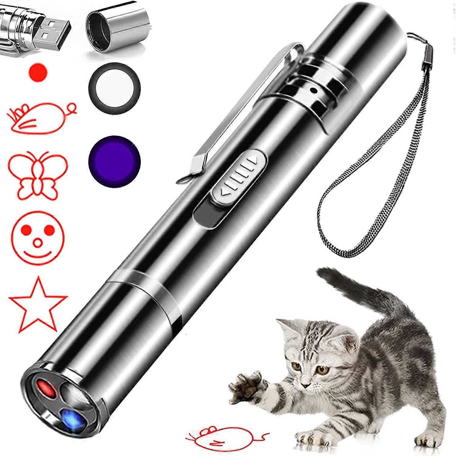 Rechargeable Laser Pointer Cat Toys with 7 Adjustable Wand Red Light for Indoor Chase Play