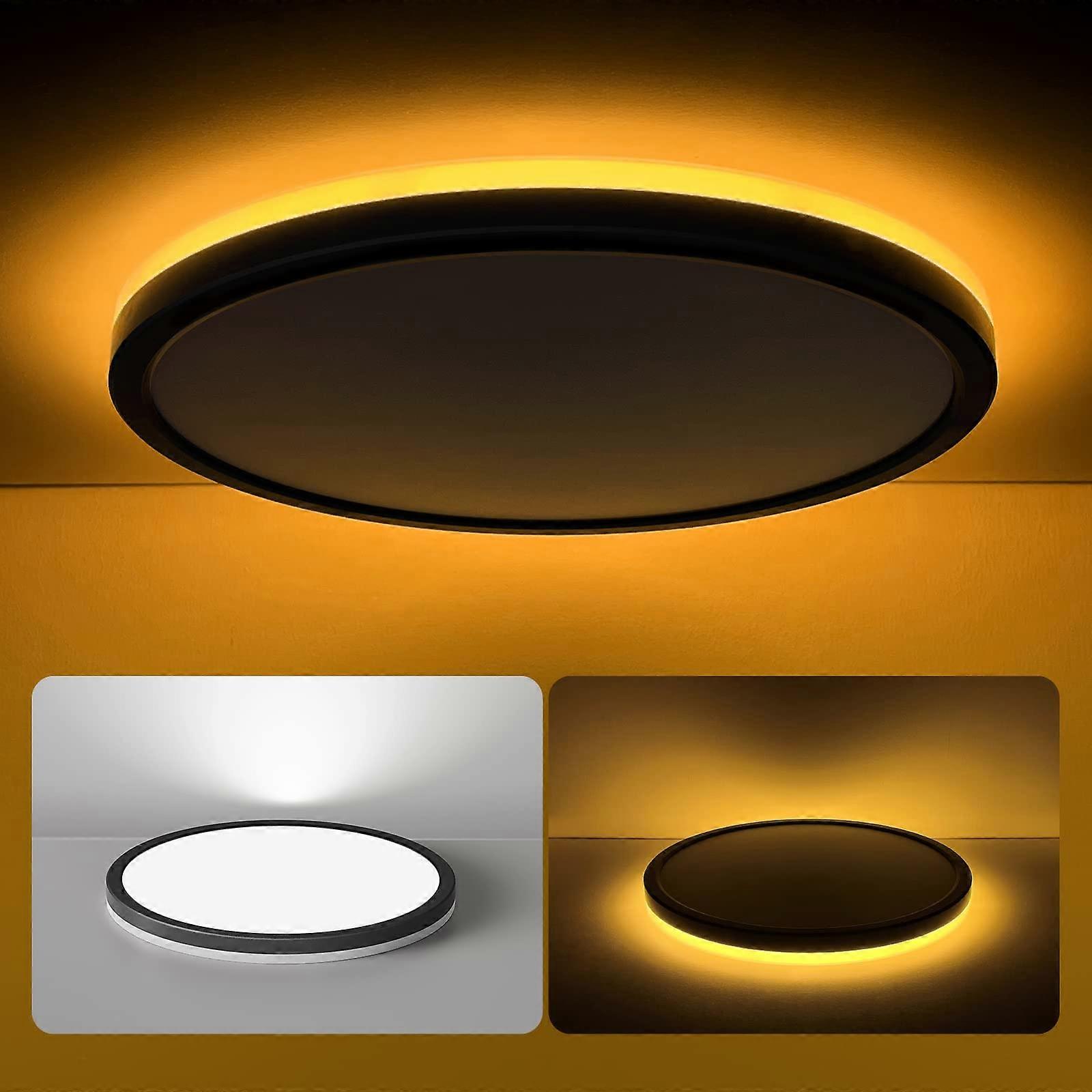 Dimmable Round Black Ceiling Light Fixture for Bedroom and Dining Room, Modern Design, LED Compatible, 12-Inch Size