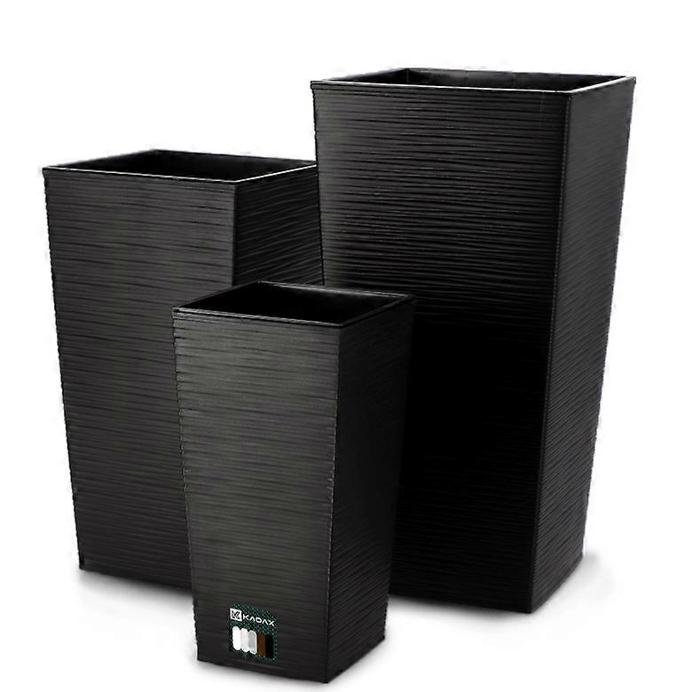 Set of 3 black KADAX garden pots + insert, frost-resistant