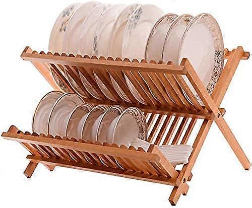 Modern Stainless Steel Kitchen Shelf with Wooden Tray, Double Layer Dish Rack Storage, 38.5x36x27 cm Sink Organizer