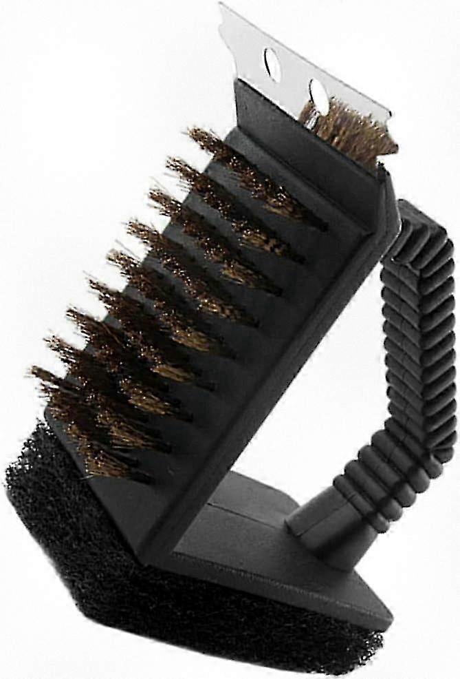 3-in-1 BBQ Grill Brush with Scraper and Cleaner, Copper Bristle Non-Scratch Cleaning Tool for Grills