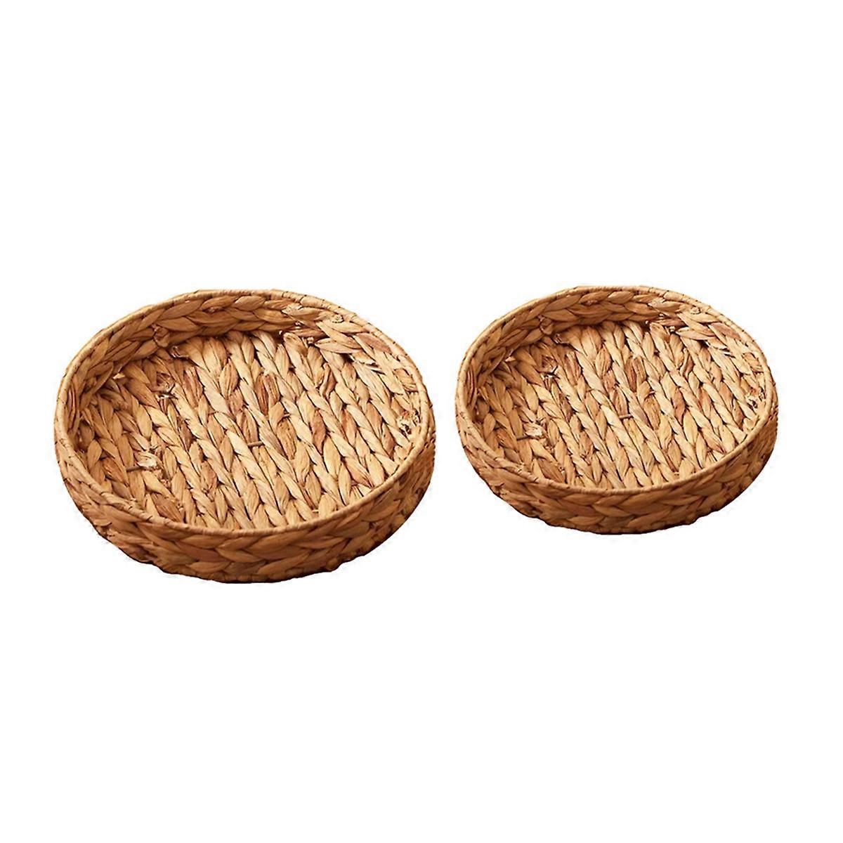 Round Wicker Baskets,Hand Woven Tray Storage Baskets Small Basket