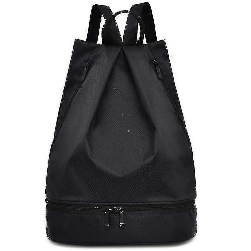 Waterproof Backpack String Bag with Shoes Compartment, Wet-Dry Drawstring Bag for Gym - FFY