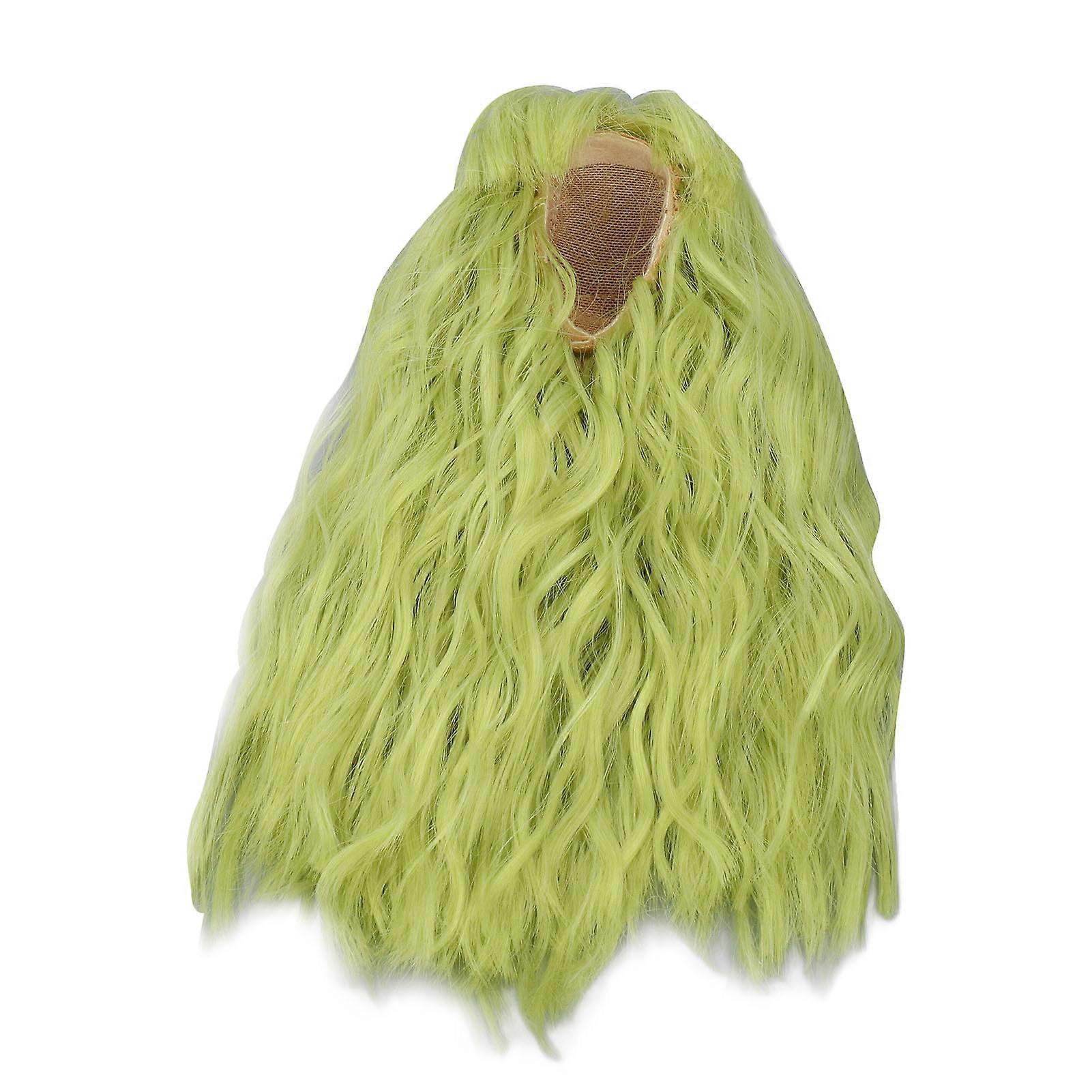 Doll Long Wig Soft Silk Mesh Cloth Simulated Scalp Flat Bang Green Artificial Hair for Ball Jointed Dolls 1/6 (15.5‑17.5cm / 6.1‑6.9in)