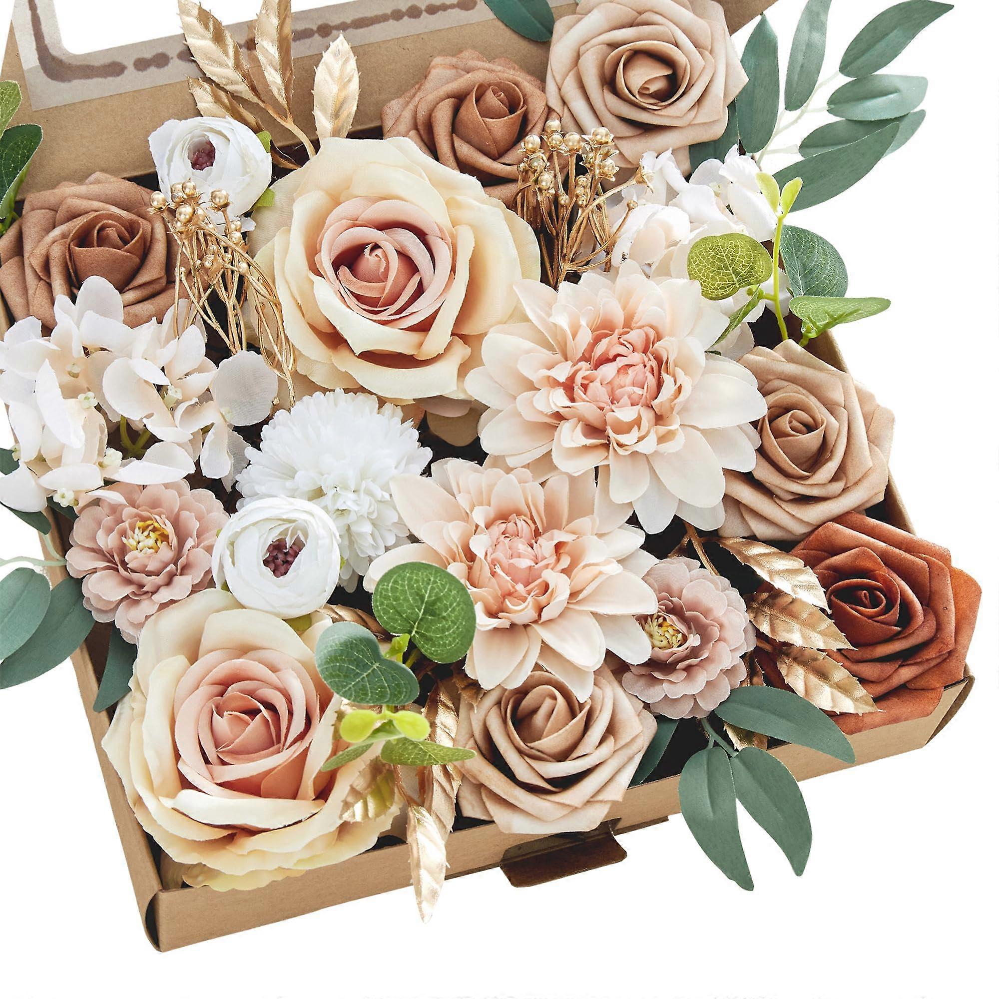 Autumn Artificial Flowers Combo Box Set For Wedding Bridal Bouquets Fake Roses Autumn Color Scheme