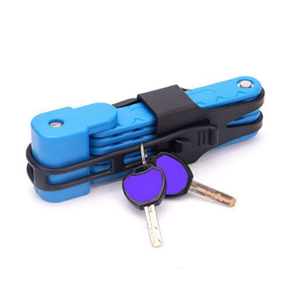Universal Folding Bicycle Lock 6-Link Alloy Steel Blue Compact
