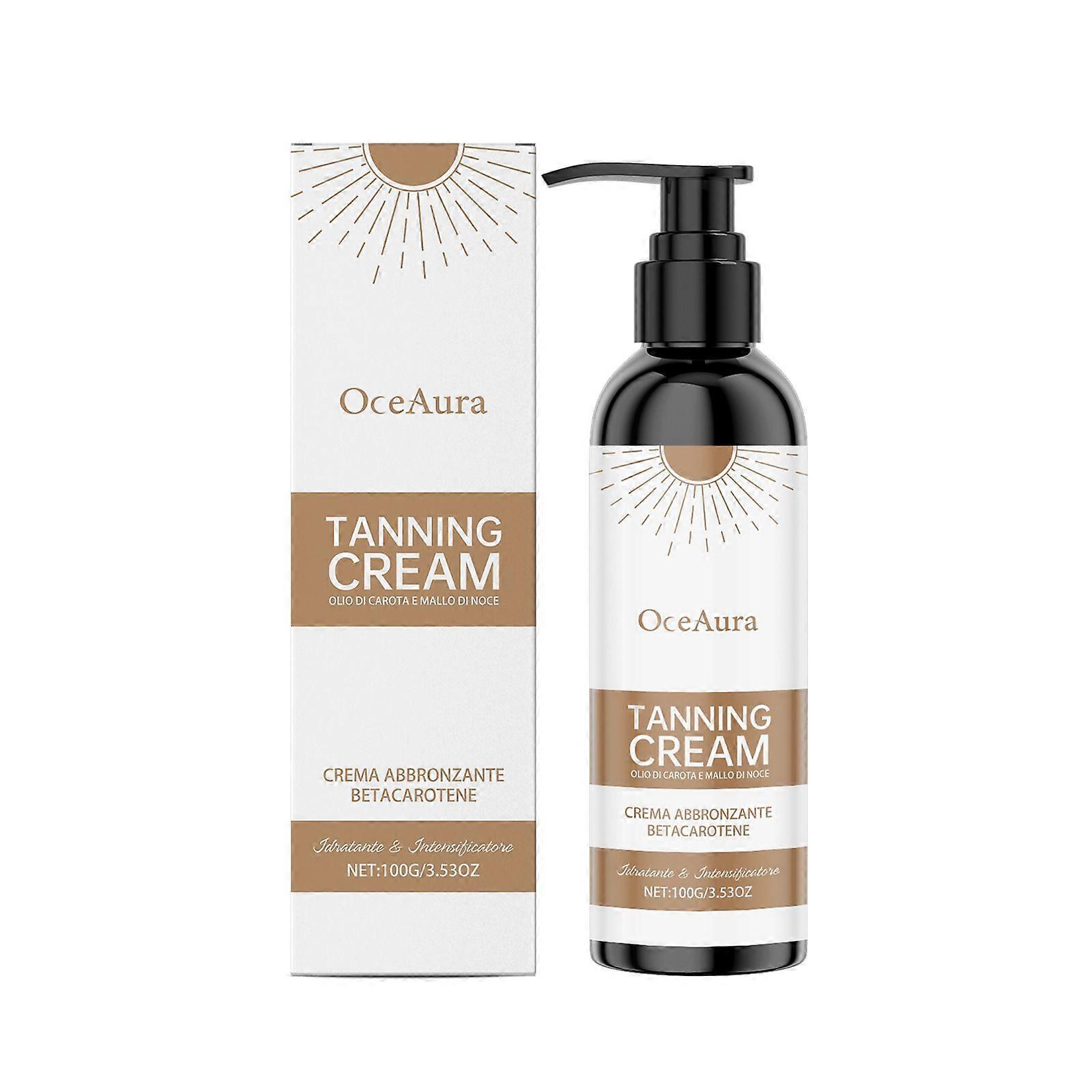 Tanning Cream, Tanning Accelerator Cream Based on Beta-carotene, Strong Tanning Lotion for Sunbed & Outdoor Sun, Moisturizing & Refreshing