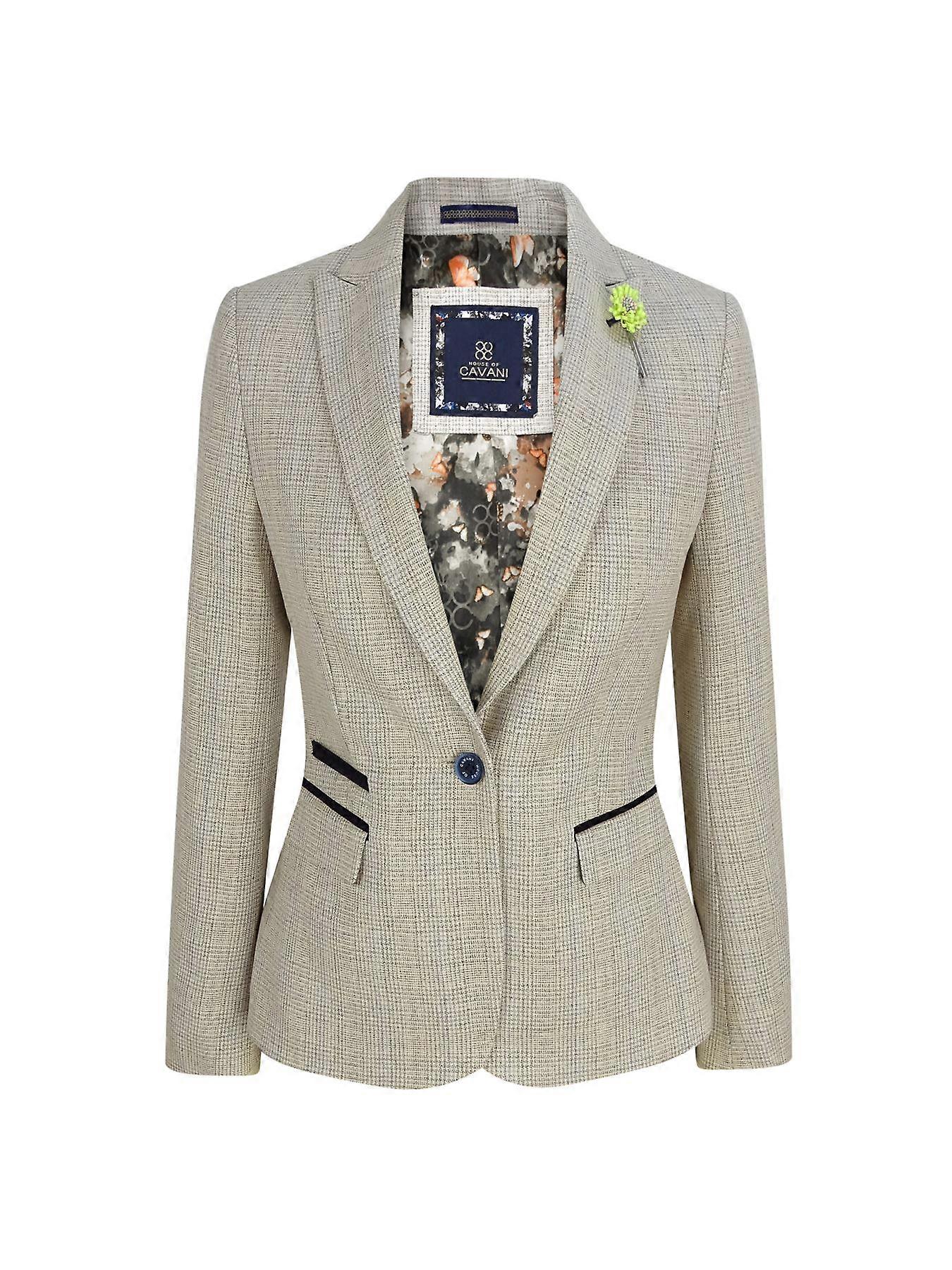 Women's Tweed Herringbone Cream Jacket Peaky Blinders