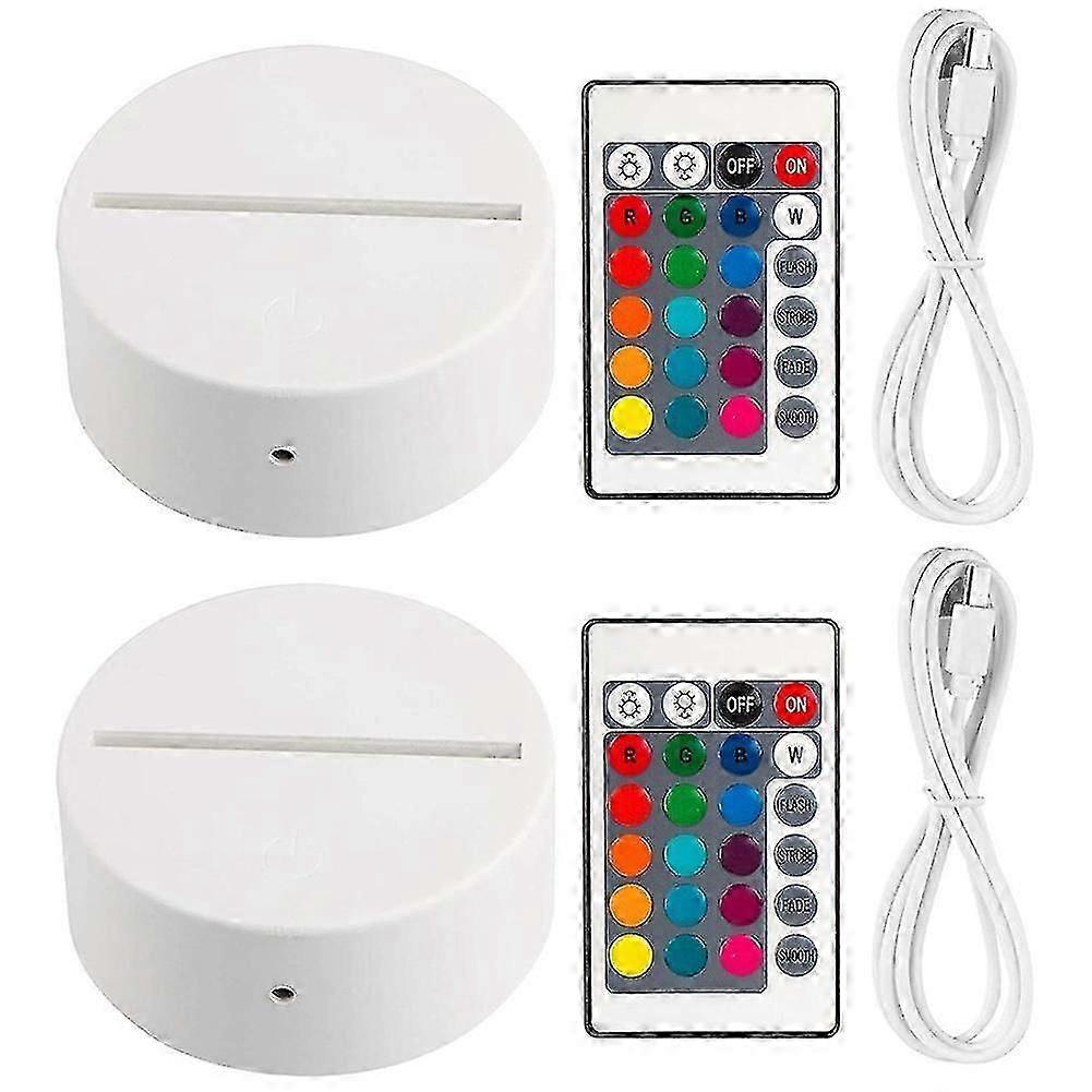 2 Pack 3d Night Led Light Lamp Base + Remote Control + Usb Cable, 16 Colors Light Show Display Stan