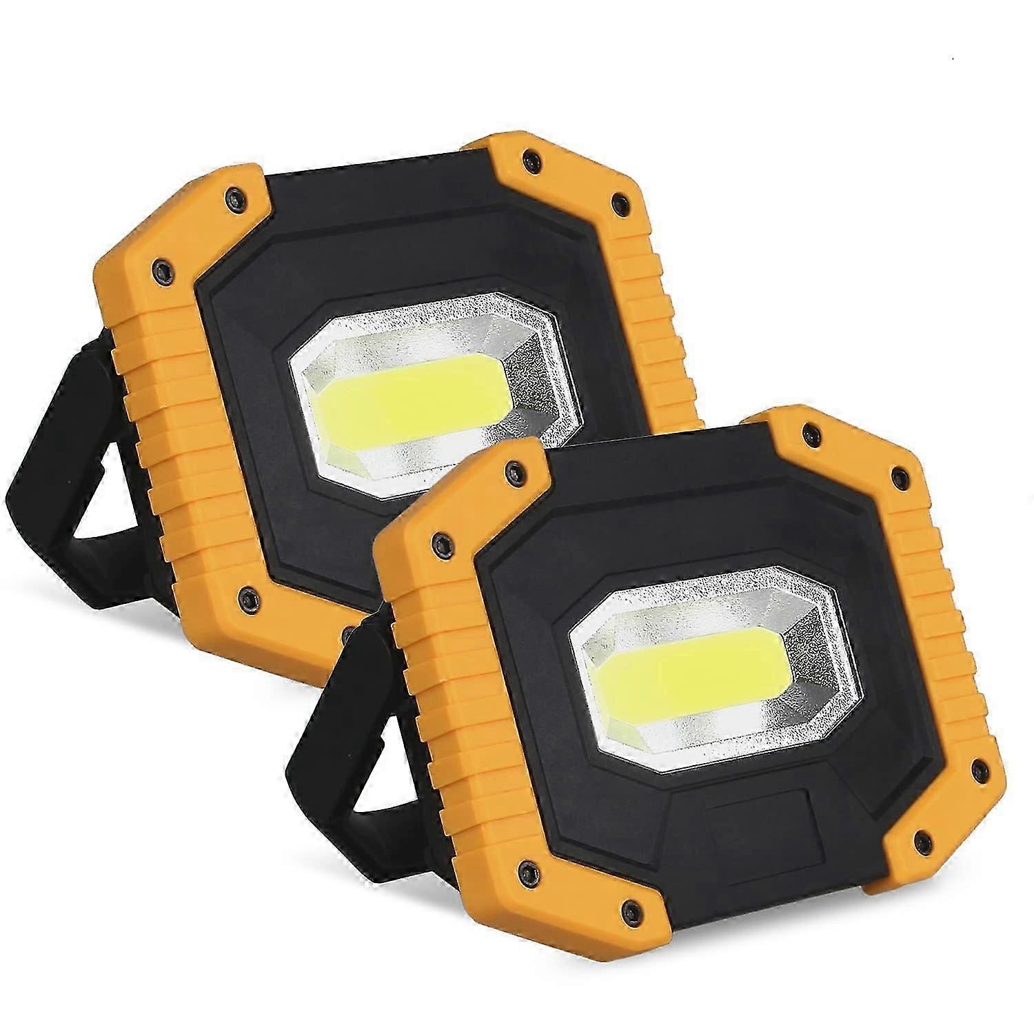 Rechargeable LED Flood Light 30W 2000 LM Construction Site Work Light with 4X Battery 3 Modes Portable Lantern USB LED Spotlight (2 pack)