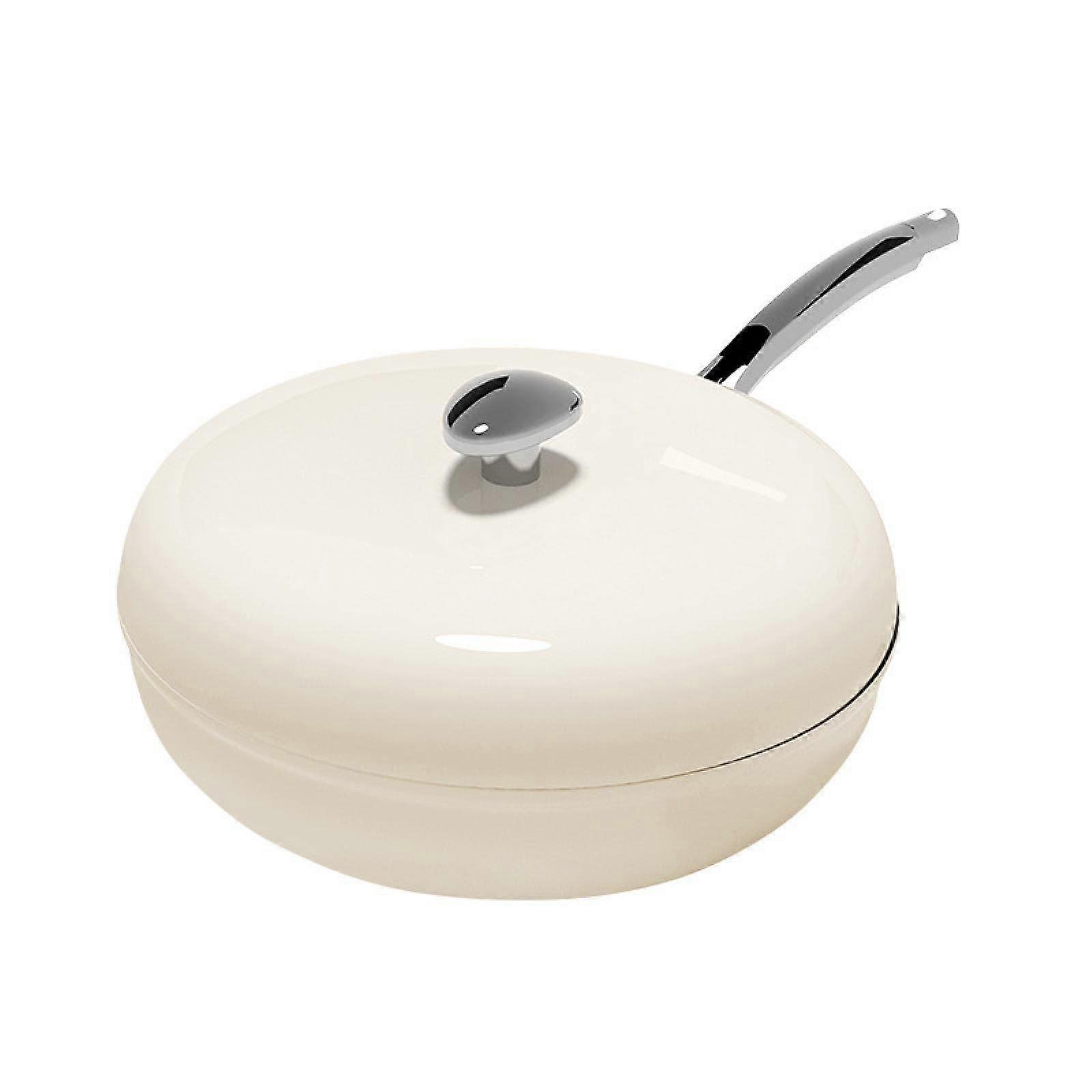 Pebble Wok Household maifan Stone NonStick pan Flat NonStick Bottom pan Induction Cooker Gas Stove Universal Thebearcapbeadswhite32cm