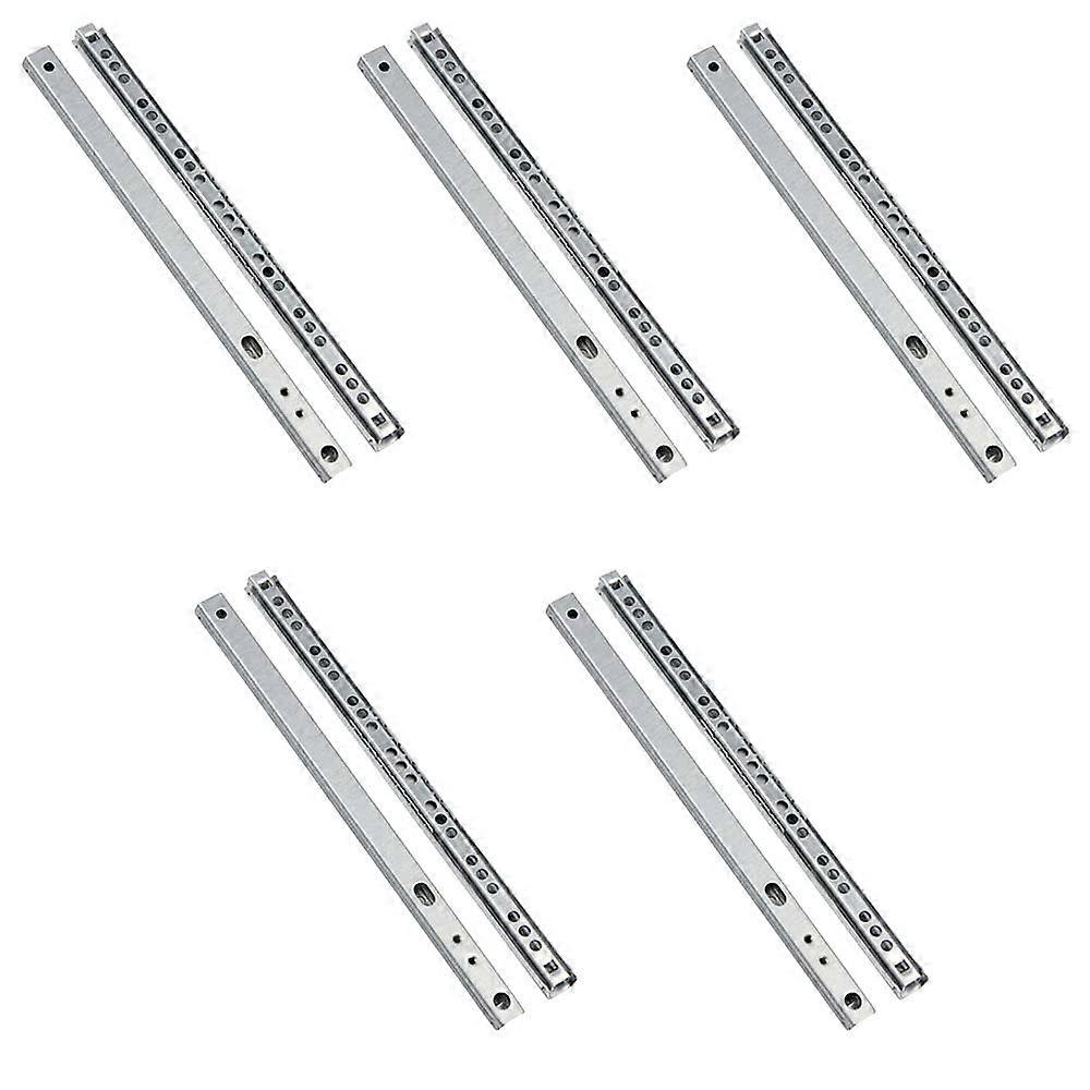5 Pairs 18' 17mm Drawer Runners Slide Slides Ball Bearing Grooved Steel Extension Sizes Kitchen Cabinet Desk Capacity Side Mount