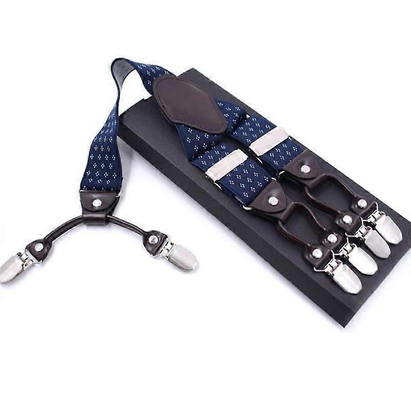 Men's Suspenders - With 6 Clips - Adjustable Y-Shape Elastic Trouser Brace - Snowflake Pattern