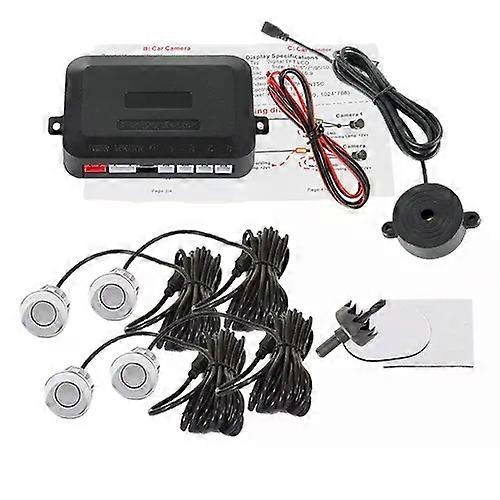 4 Sensors Buzzer 22mm Car Parking Sensor Kit Reverse Backup Radar Sound Alert Indicator Probe System 12V Free Shipping