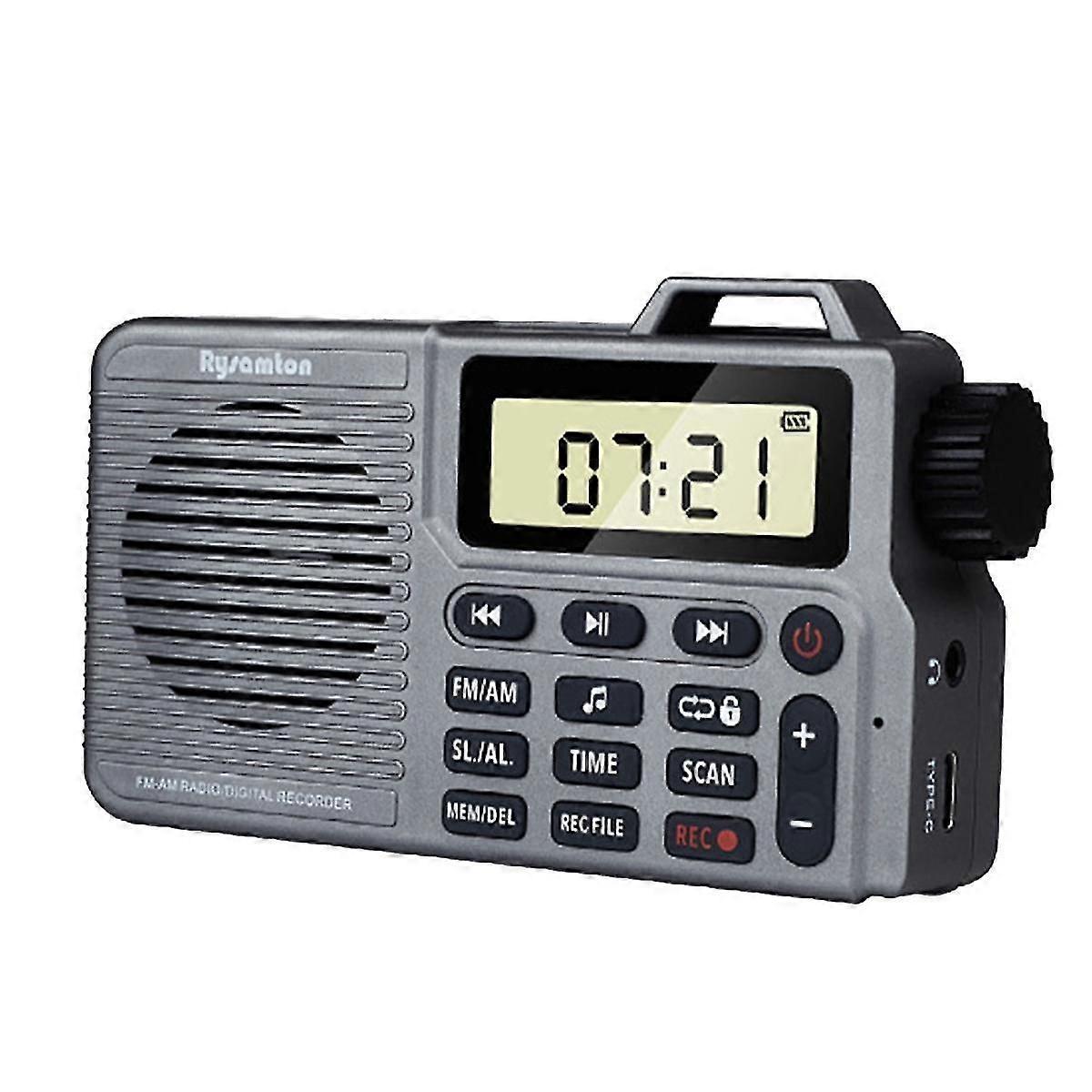 Bluetooth Pocket Radio, AM/FM, Micro-SD Card, Recording Function, Grey