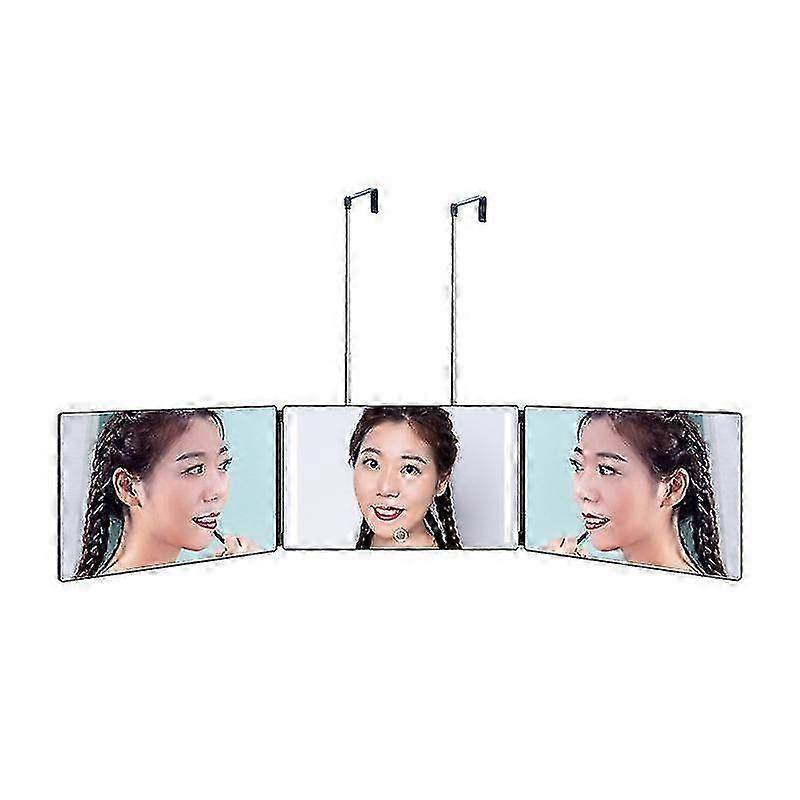 Miroir à cheveux à 360 degrés, 3 miroirs à cheveux, miroir suspendu portable, hauteur réglable, miroir cosmétique pliant, adapté à