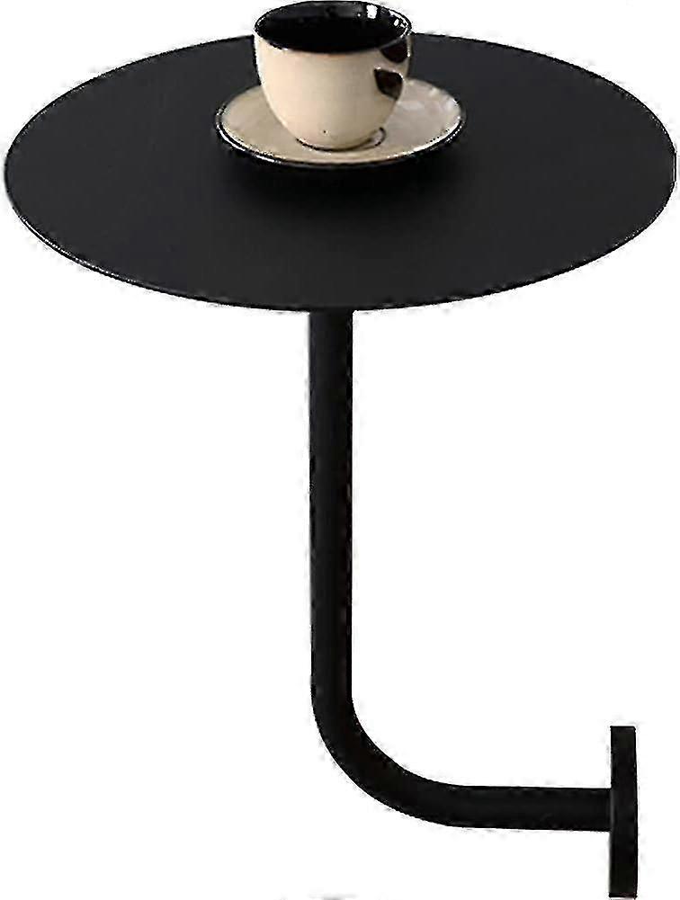 שולחן בר עגול שחור מודרני מאמצע המאה, שולחן קוקטייל ביסטרו תלוי על הקיר עם רגלי מתכת