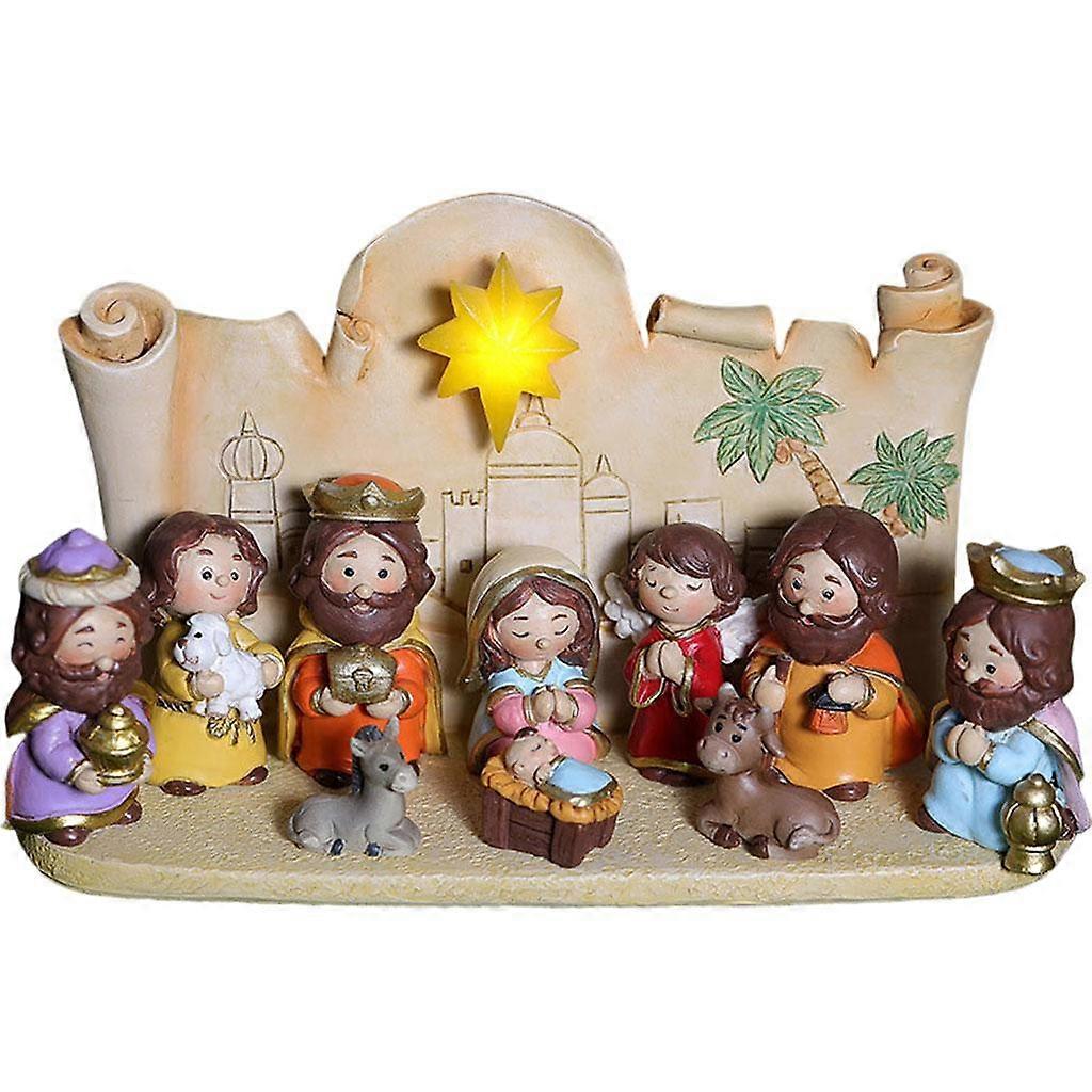 Resin Nativity Statue Multicolor With Base