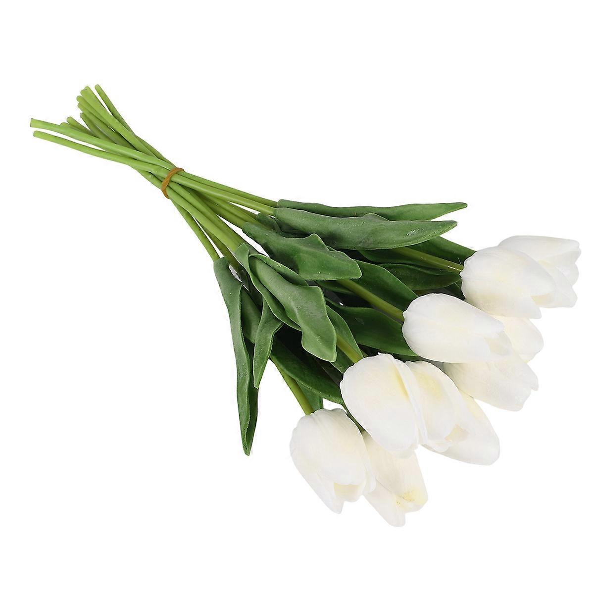 30Pcs lalele artificiale flori Real Touch lalele fals PU buchet buchet latex floare albă (alb)