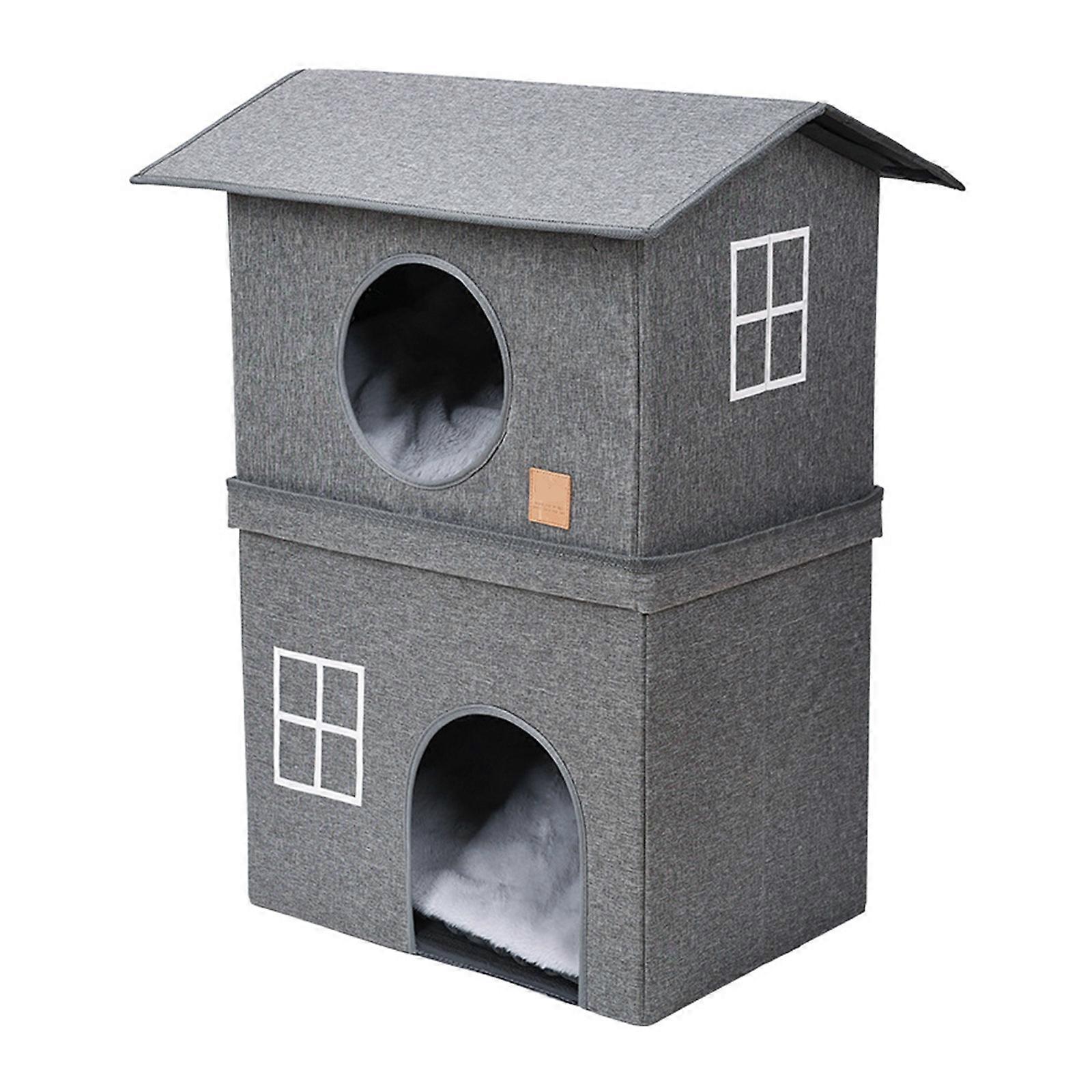 MultiLevel Cats Condo Lounger for Door Attachment with Viewing Window Elevated Cats Play Townhome 2 Tiers