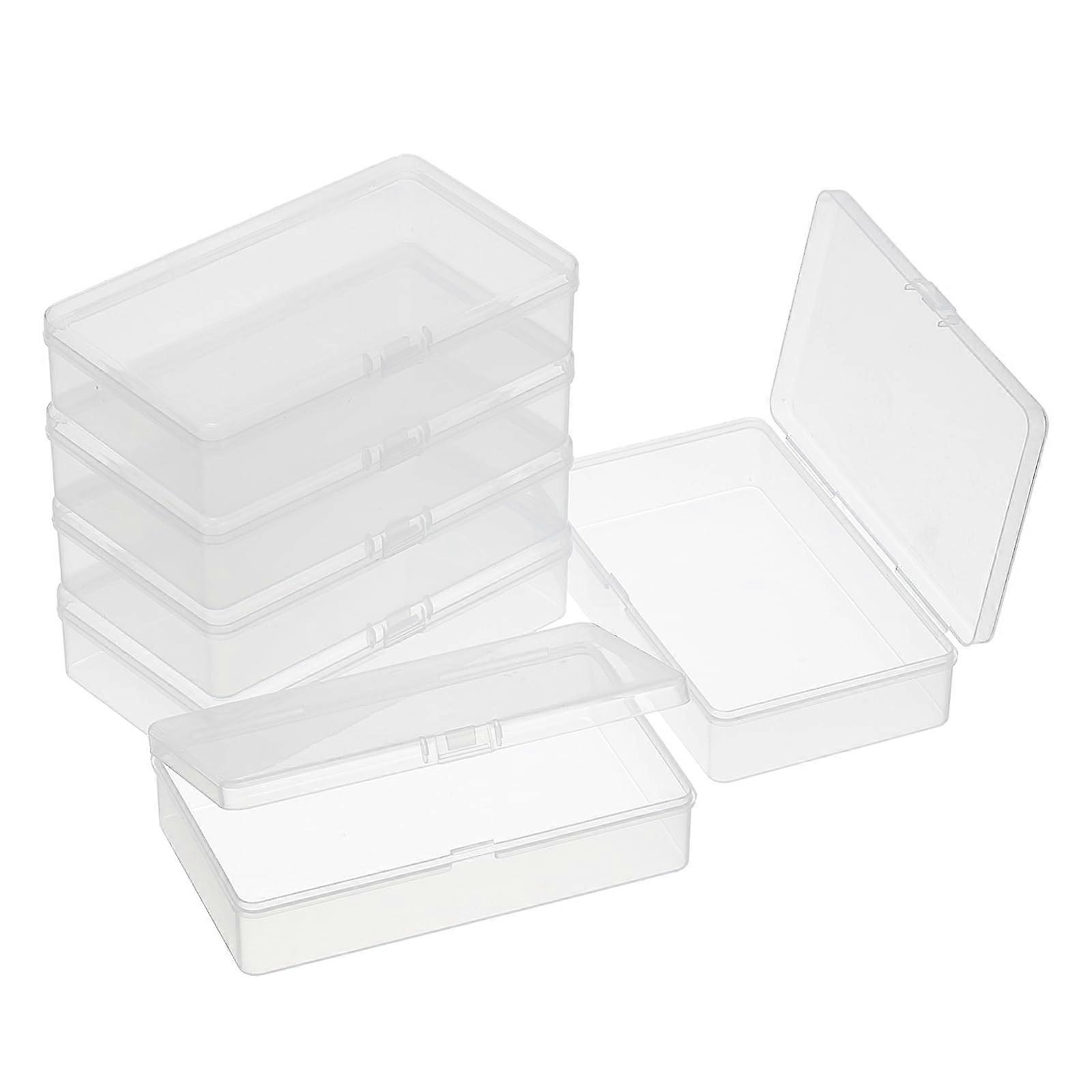 5.7x3.3x1.4 Inch Mini Plastic Storage Box, 12Pcs Clear Rectangle Organizer with Hinged Lids