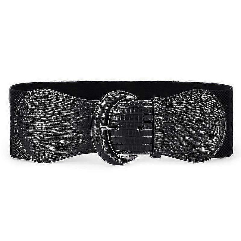 kvinner elastisk bred midje belte for kjole damer elastisk belte krok spenne - POP