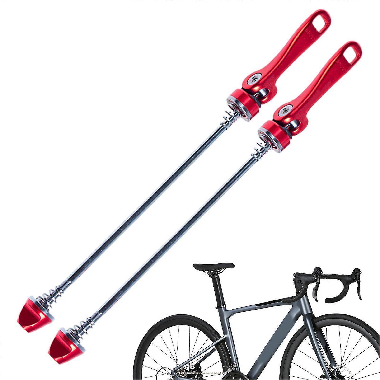 Mountain bike quickrelease skewers 1 pair Precision design, smooth operation, red.