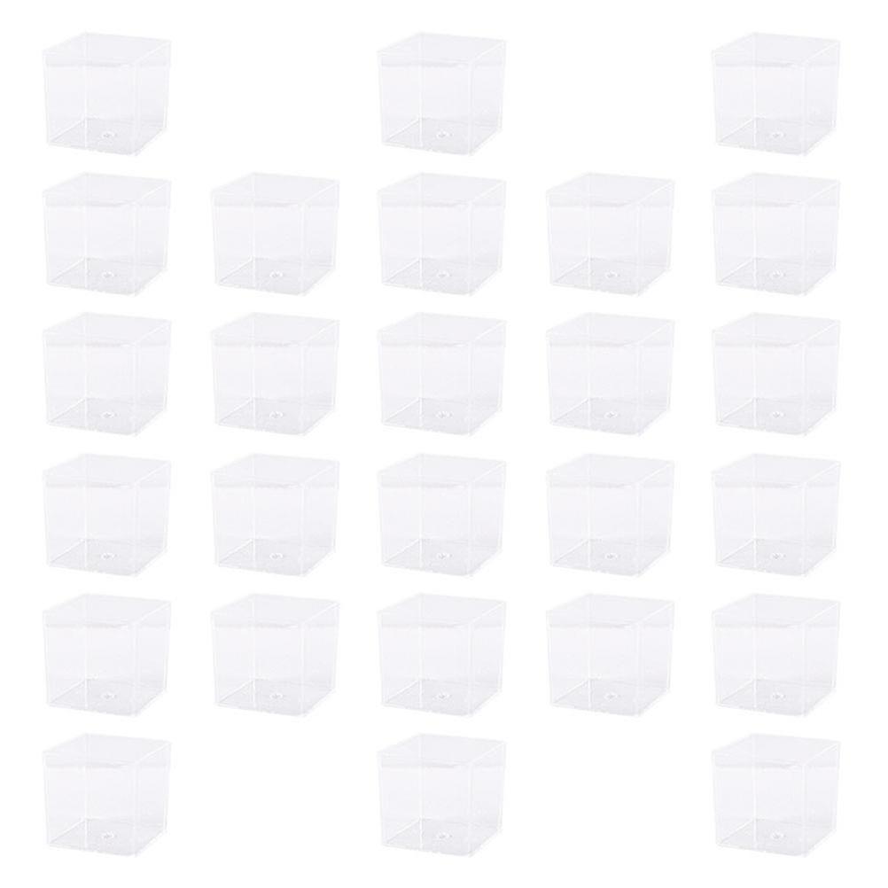 50 قطعة أكواب حلوى صغيرة كؤوس شفافة يمكن التخلص منها لموس الشوكولاتة 4.3X4.3X4.3 سم