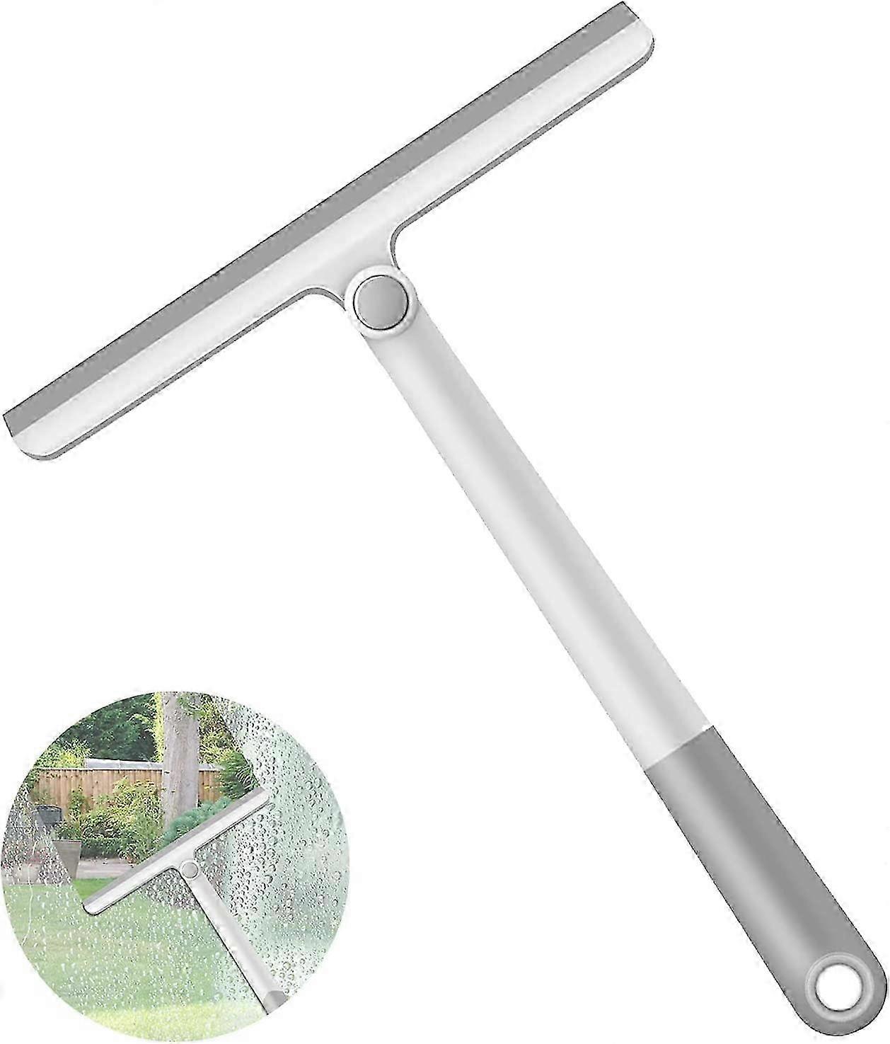 Multipurpose Silicone Shower Squeegee with 360-Degree Rotating Extended Handle for Cleaning Bathroom, Mirrors, Glass, Tiles, and Windows