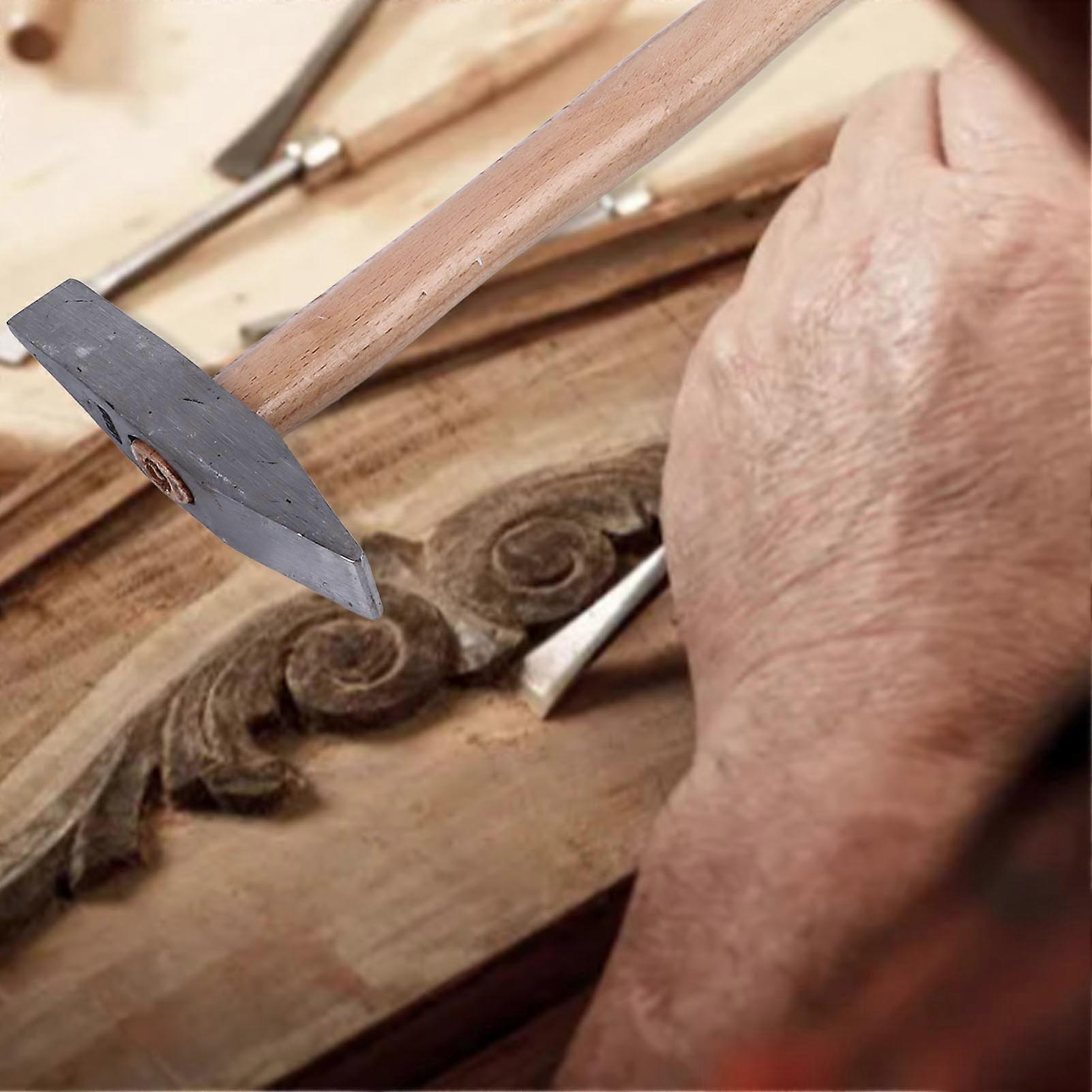 Engineer Machinist Hammer with Ergonomic Wooden Handle Heavy Duty Drop Forged Cross Peen Hammer for Direct Striking 