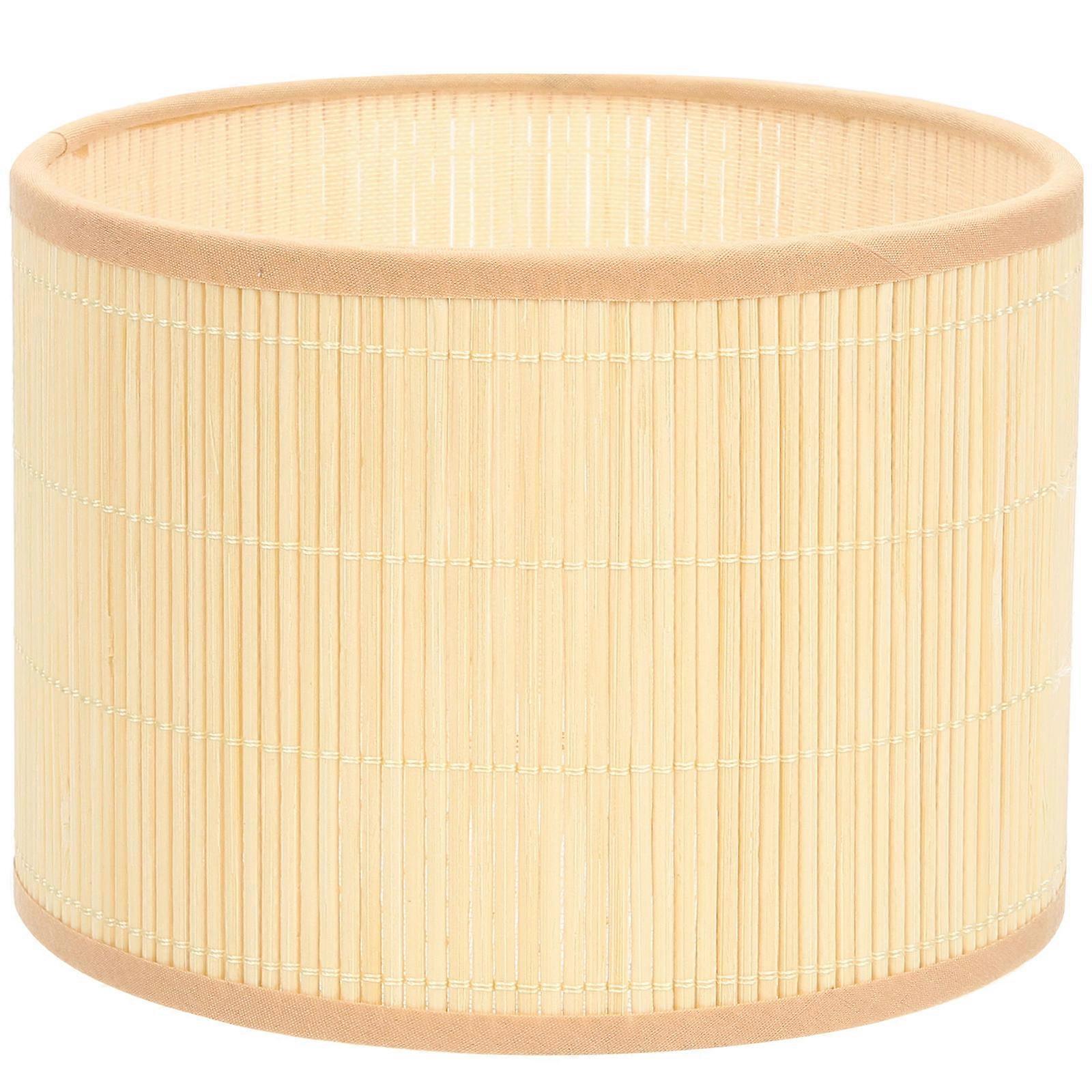 Retro Style Bamboo Lampshade for Desk Use Light Yellow E27/E14 BaseCompatible 6.3 x 8.3 Inches