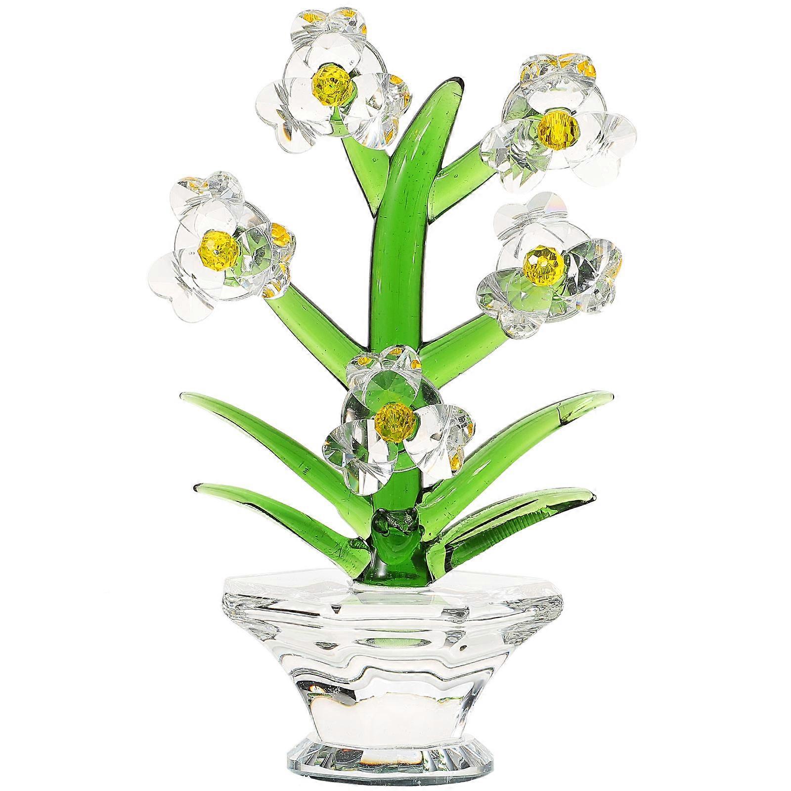 Stable Crystal Flower Piece, Ideal for Desk or Side Table Placement