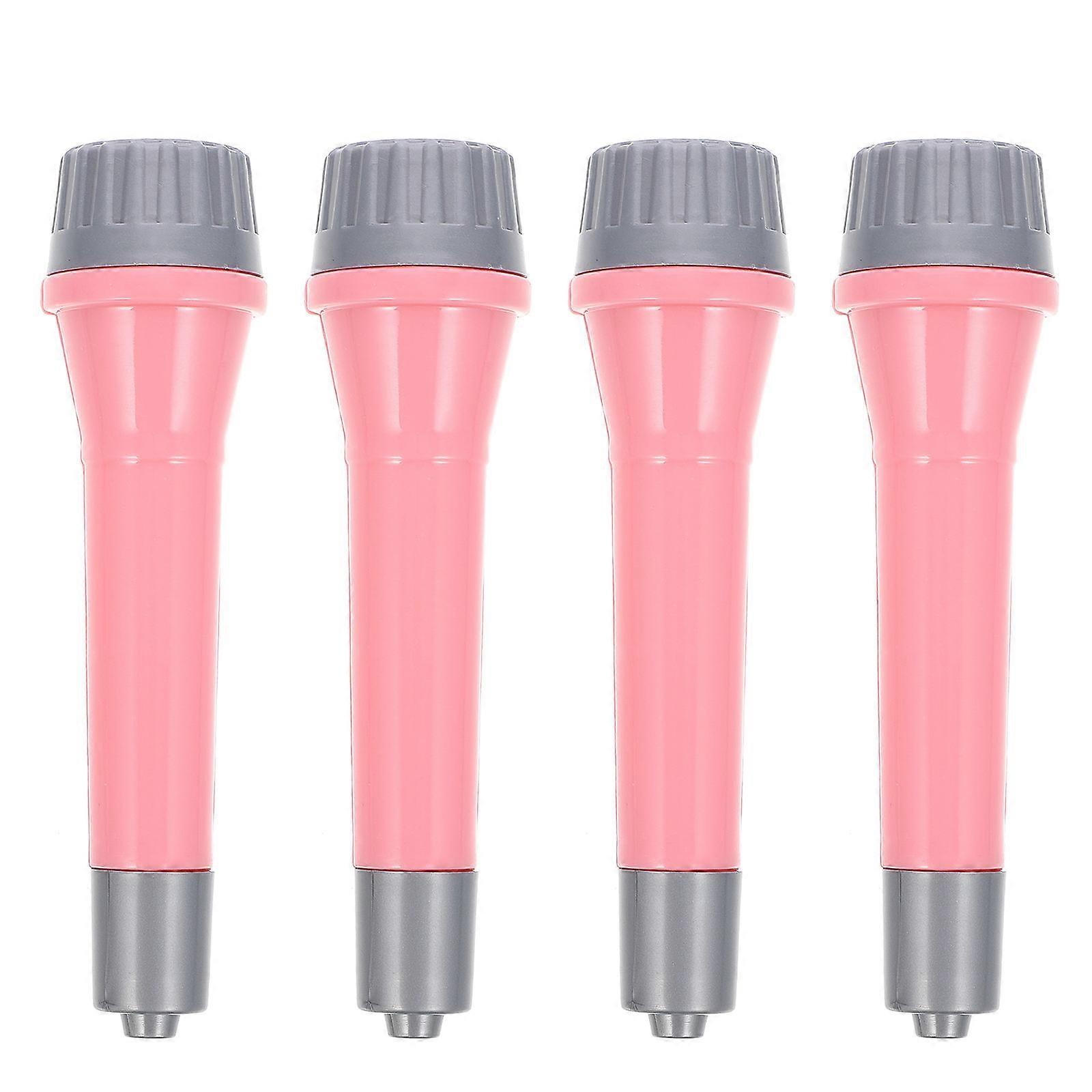 Simulation Props Microphone Pink Plastic Microphone Model For Kids Birthday Parties 4Set