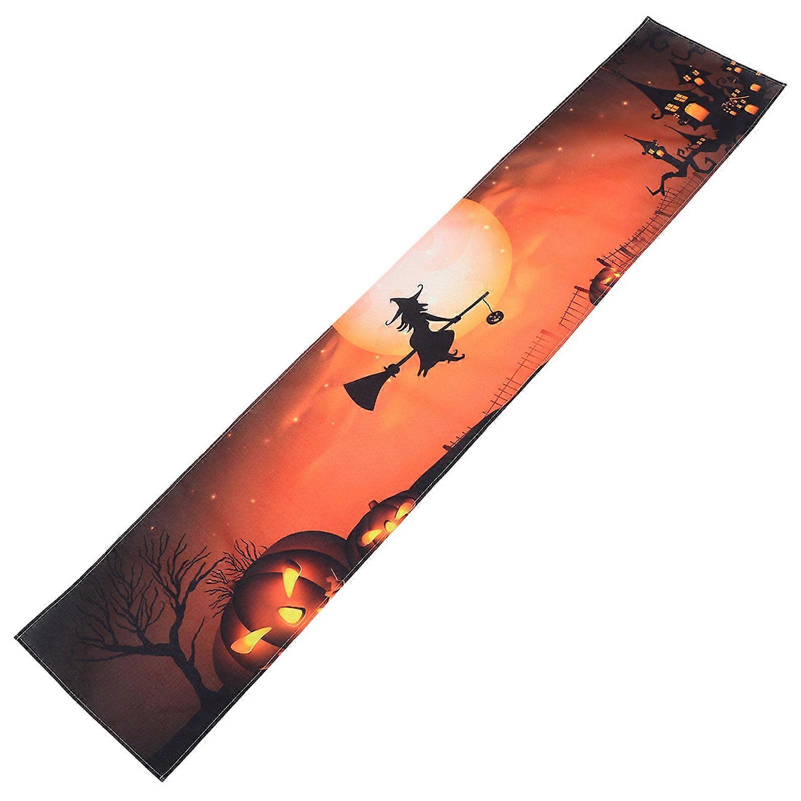 Elegant Table Runners Halloween Theme Flax For Indoor And Outdoor Decorations 183x33cm 1Pcs