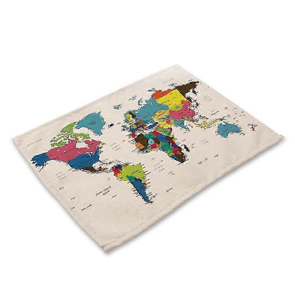 World Map Design Non-Slip Thermal Insulation Dining Bowl Plate Fork Table Mat for Various Use
