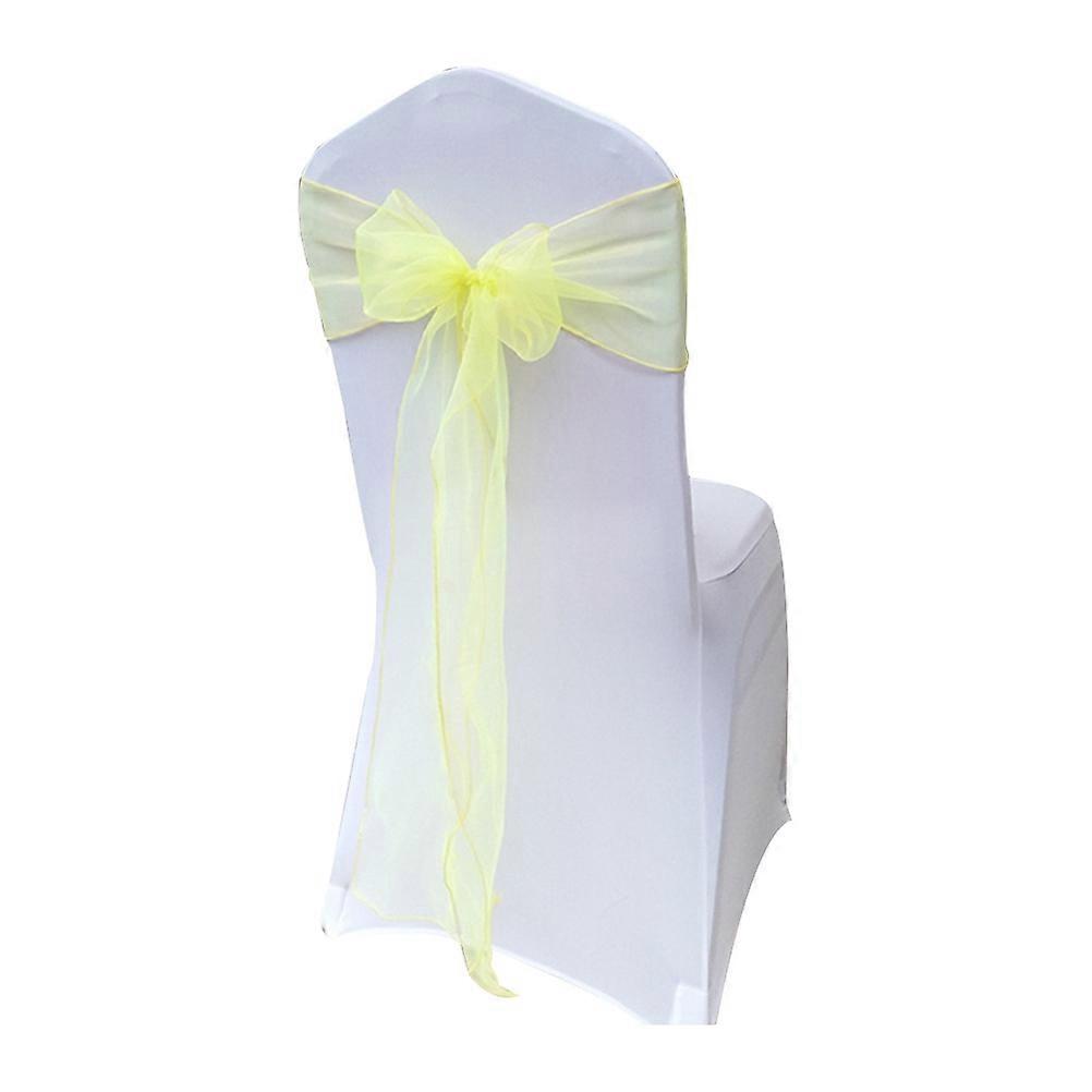 Elegant Finish Bowknot Chair Ribbons For Couples Event Planners Bright Yellow 10Pcs