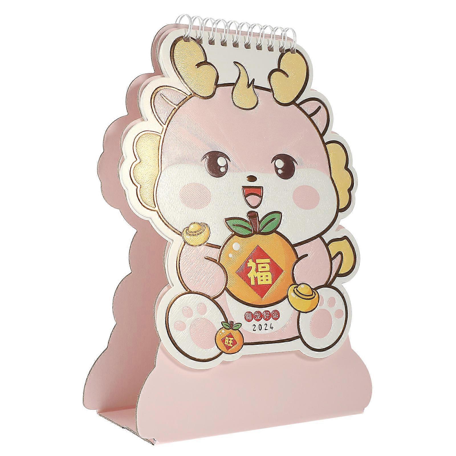 Tabletop Calendar Office Standing Calendar Note-Taking Recipient For Year 2024 Paper Material 1Pcs