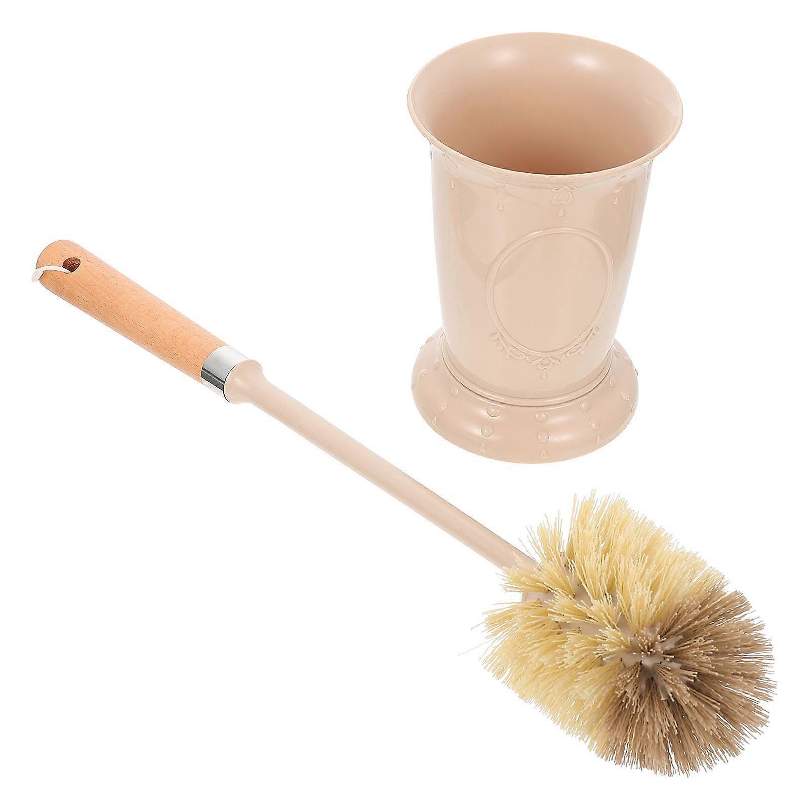 Space Saving Long Handle Toilet Cleaning Brush Set with Slip Resistant Handle and Base for Efficient Bathroom and Toilet Cleaning