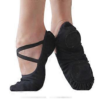 Professional Dancing Shoes for Adults Black Ballet Slippers with Elastic Band Design 1Pair Size 39