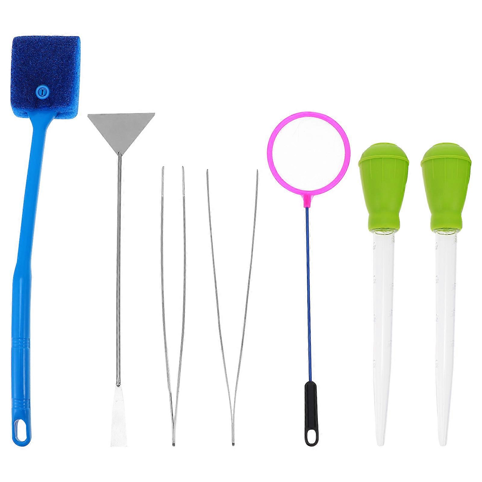 Aquarium Cleaning Kit with Stainless Steel Tools for Fish Tank Maintenance 7 Pieces