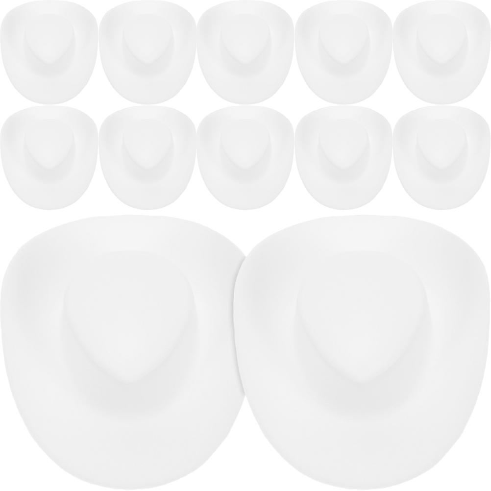 Delicate Tiny Hats Miniature Cowboy Hats For Crafts DIY Projects 5.5x4.5cm White 30Pcs